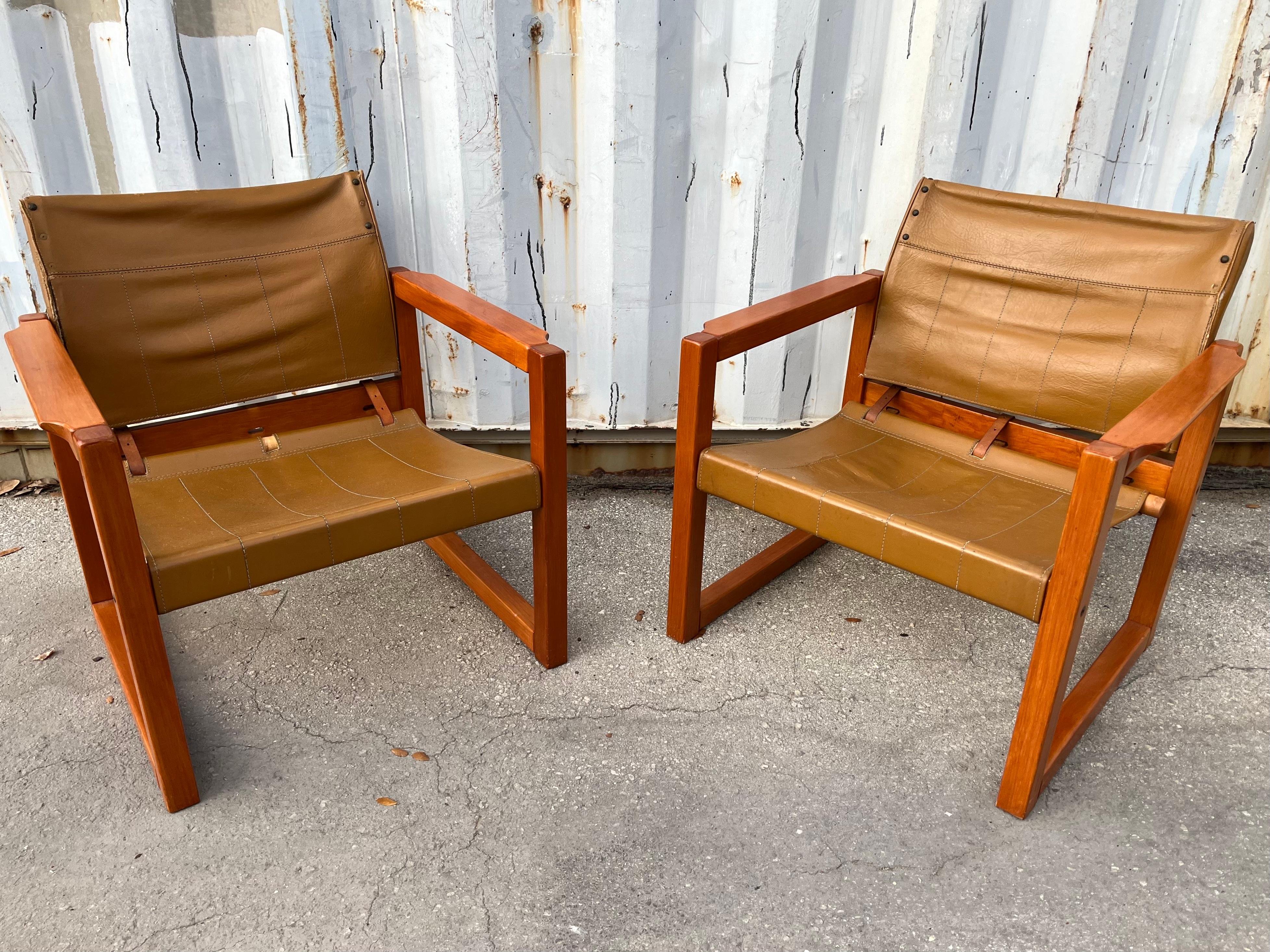 Swedish A Pair of Scandinavian Modern Safari Chairs by Karin Möbring for Ikea, C 1970s For Sale