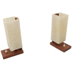 A Pair of Scandinavian Table Lamps Made in Teak and Acrylic Granulate, 1960s