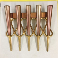 A Pair of Copper & Brass Sconces After Giò Ponti & Tomaso Buzzi