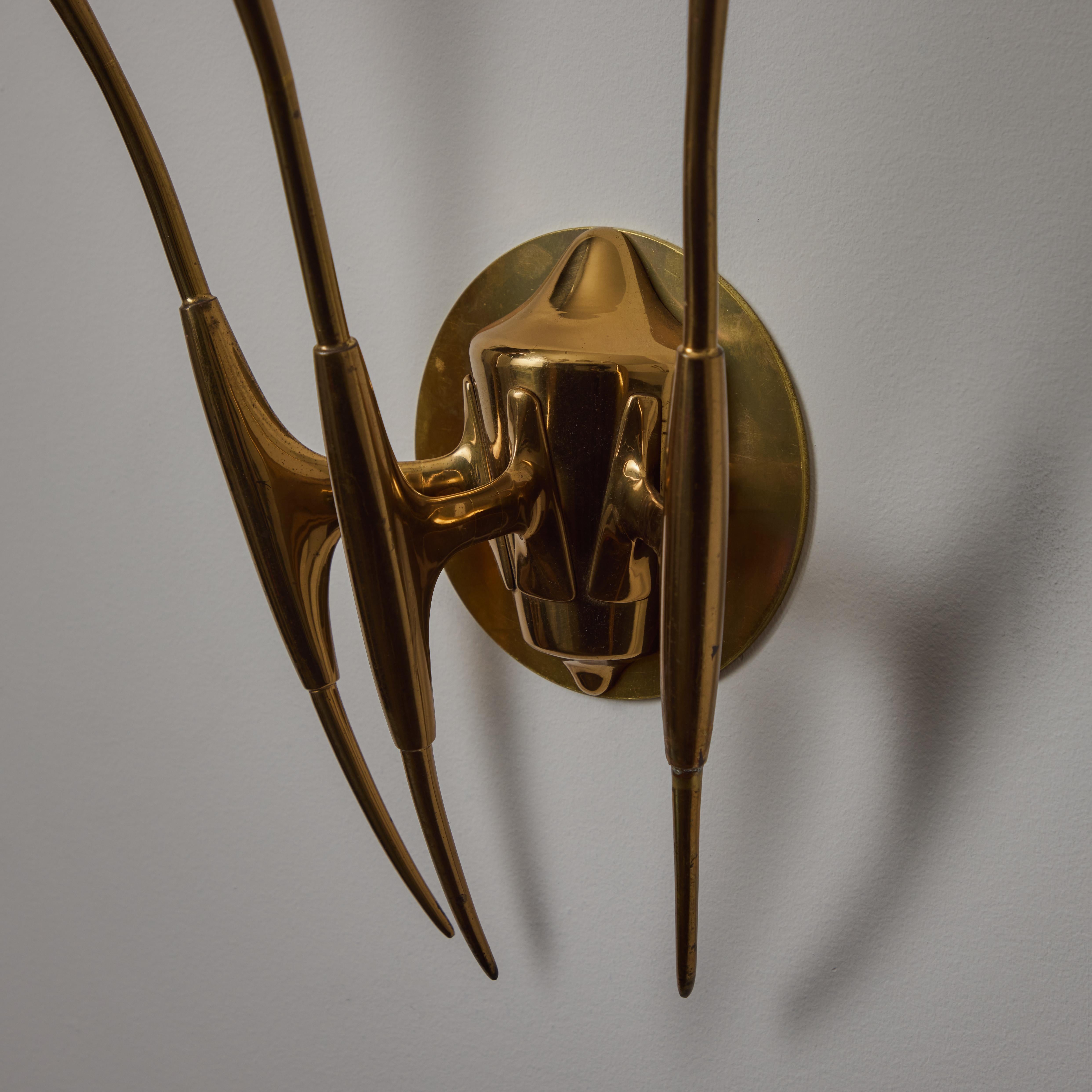 Brass A Pair of Sconces by Oscar Torlasco For Sale