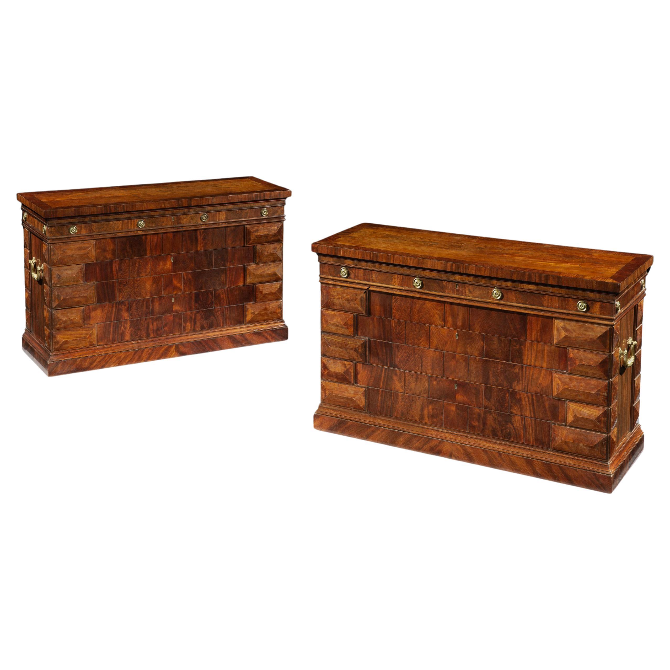 A Pair of Scottish George IV Mahogany Architectural Commodes For Sale