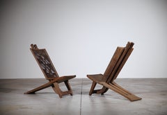 Coppia di sedie da salotto africane scolpite Africa anni '70