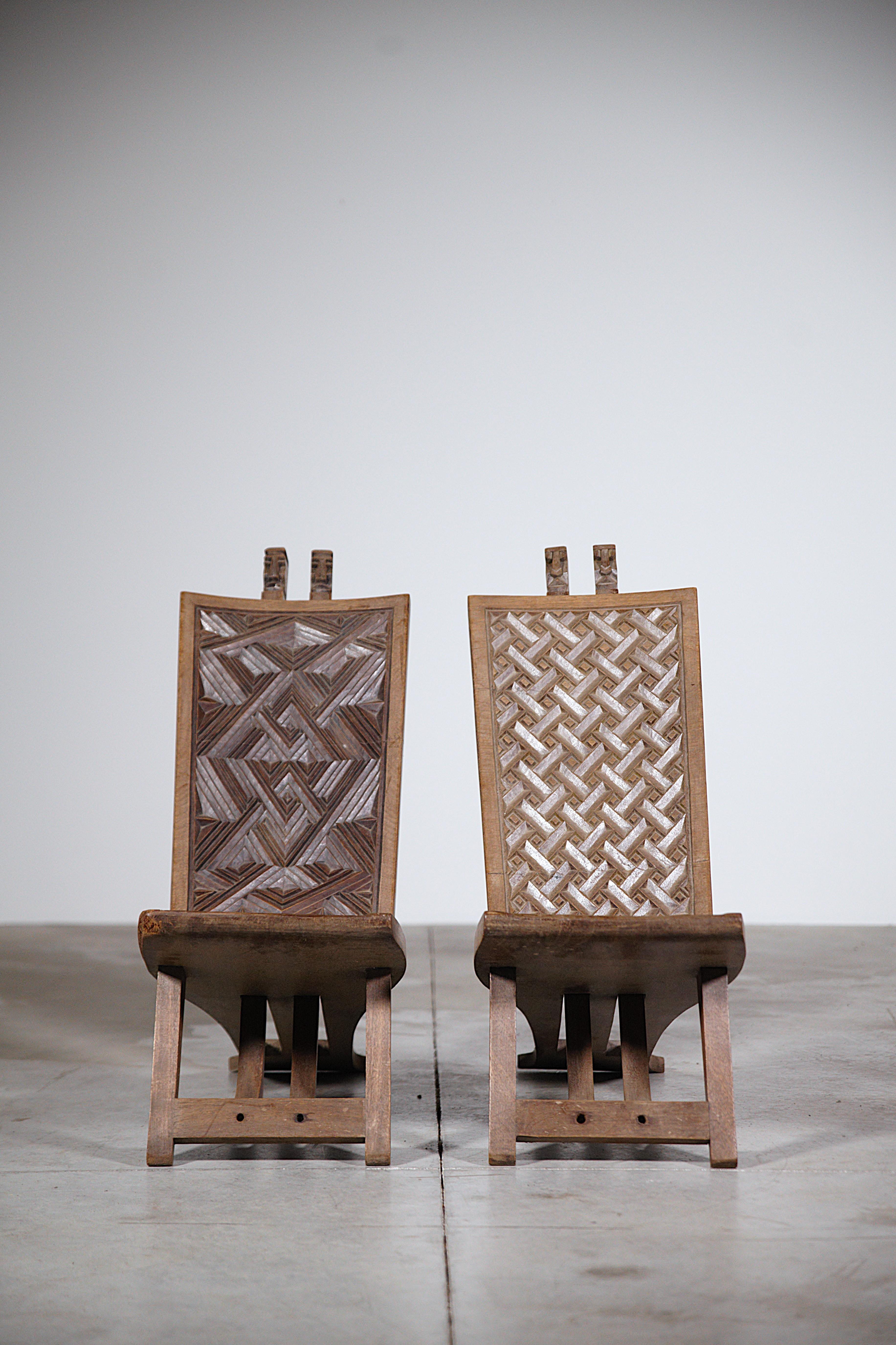 A Pair of Sculpted African Lounge Chairs Africa 1970s For Sale 1