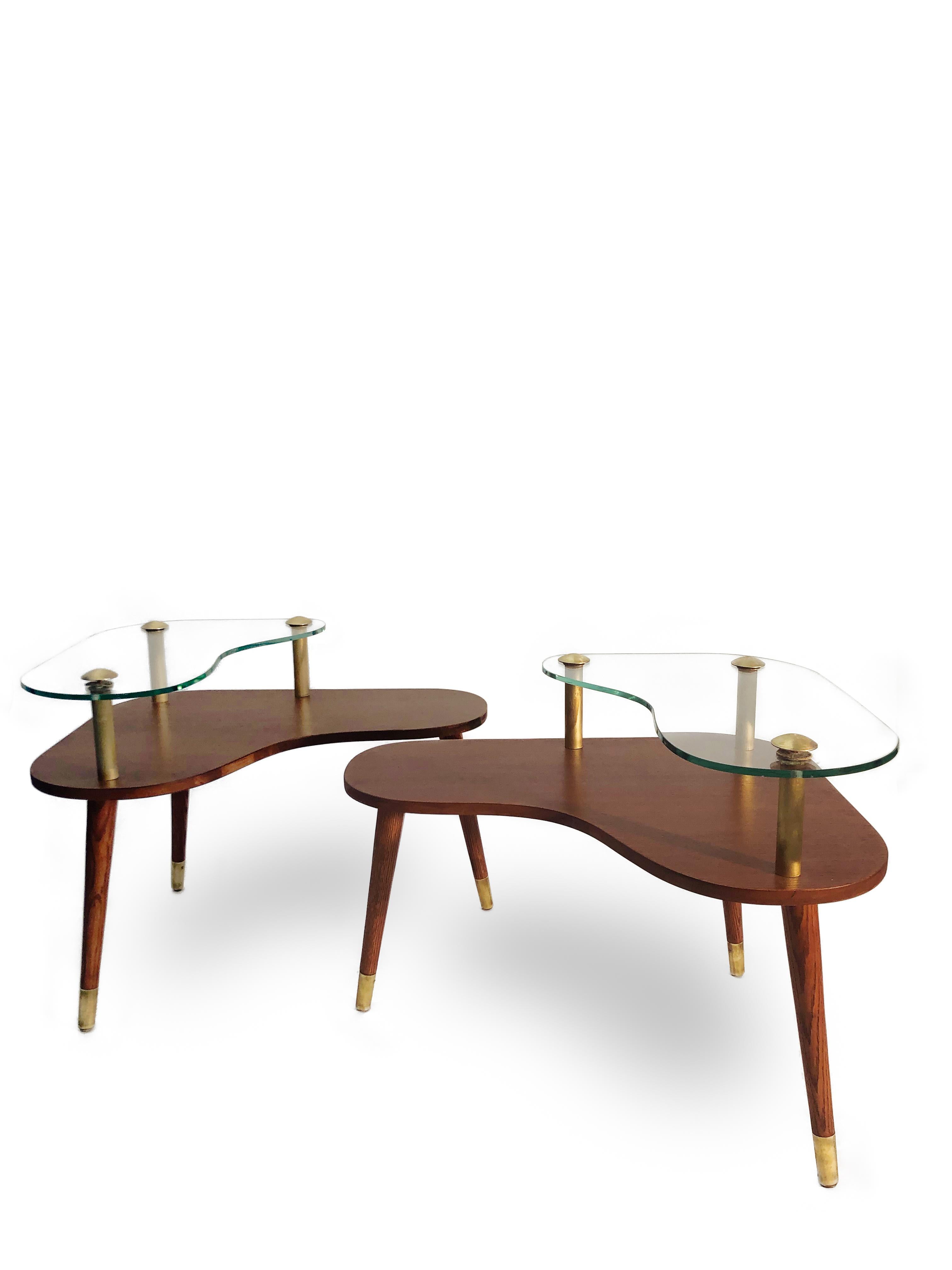 Mid-20th Century Pair of Sculptural Mid-Century Modern Side Tables, circa 1960 For Sale