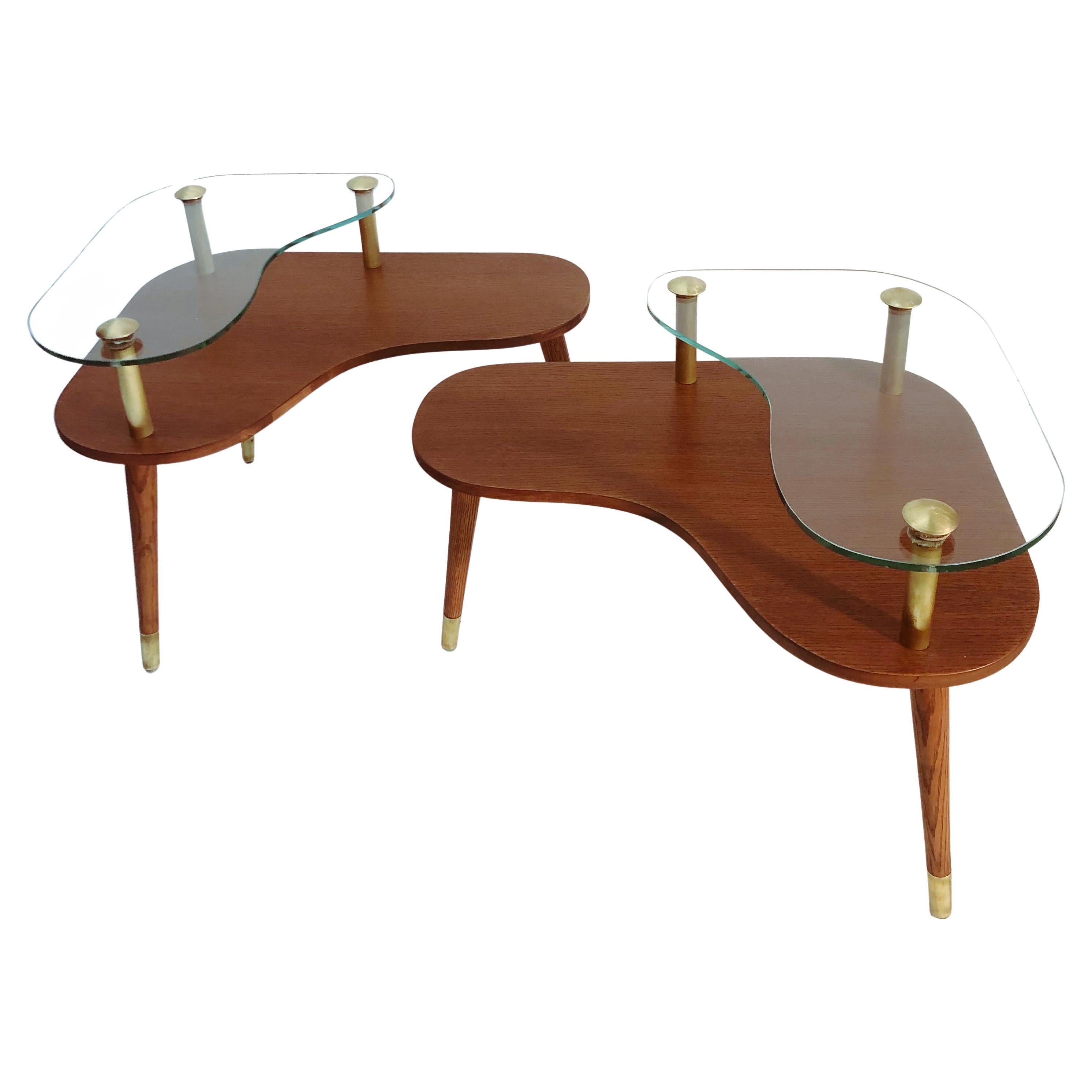 Pair of Sculptural Mid-Century Modern Side Tables, circa 1960 For Sale