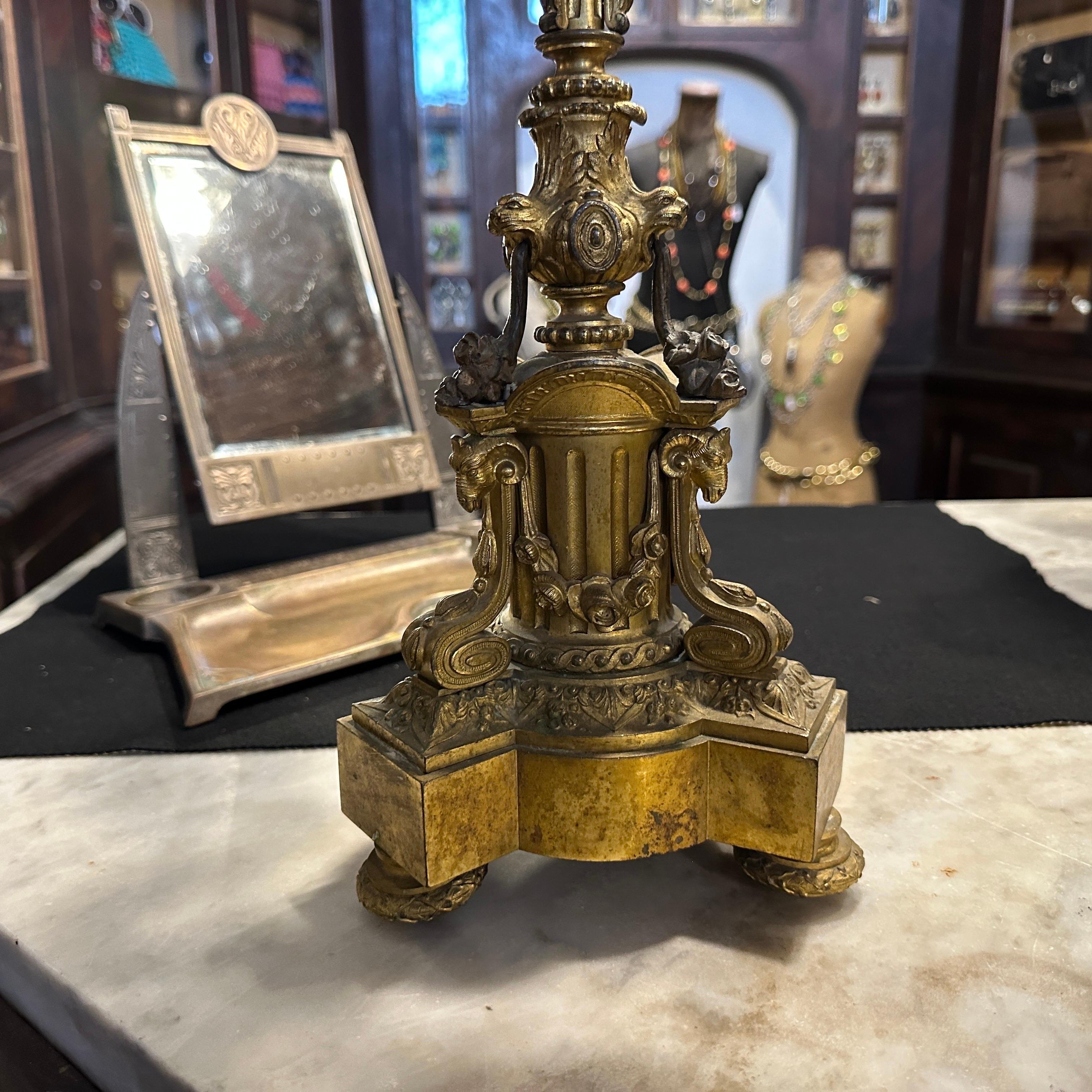 A Pair of Second Empire Gilded Bronze Italian Candelabras For Sale 6