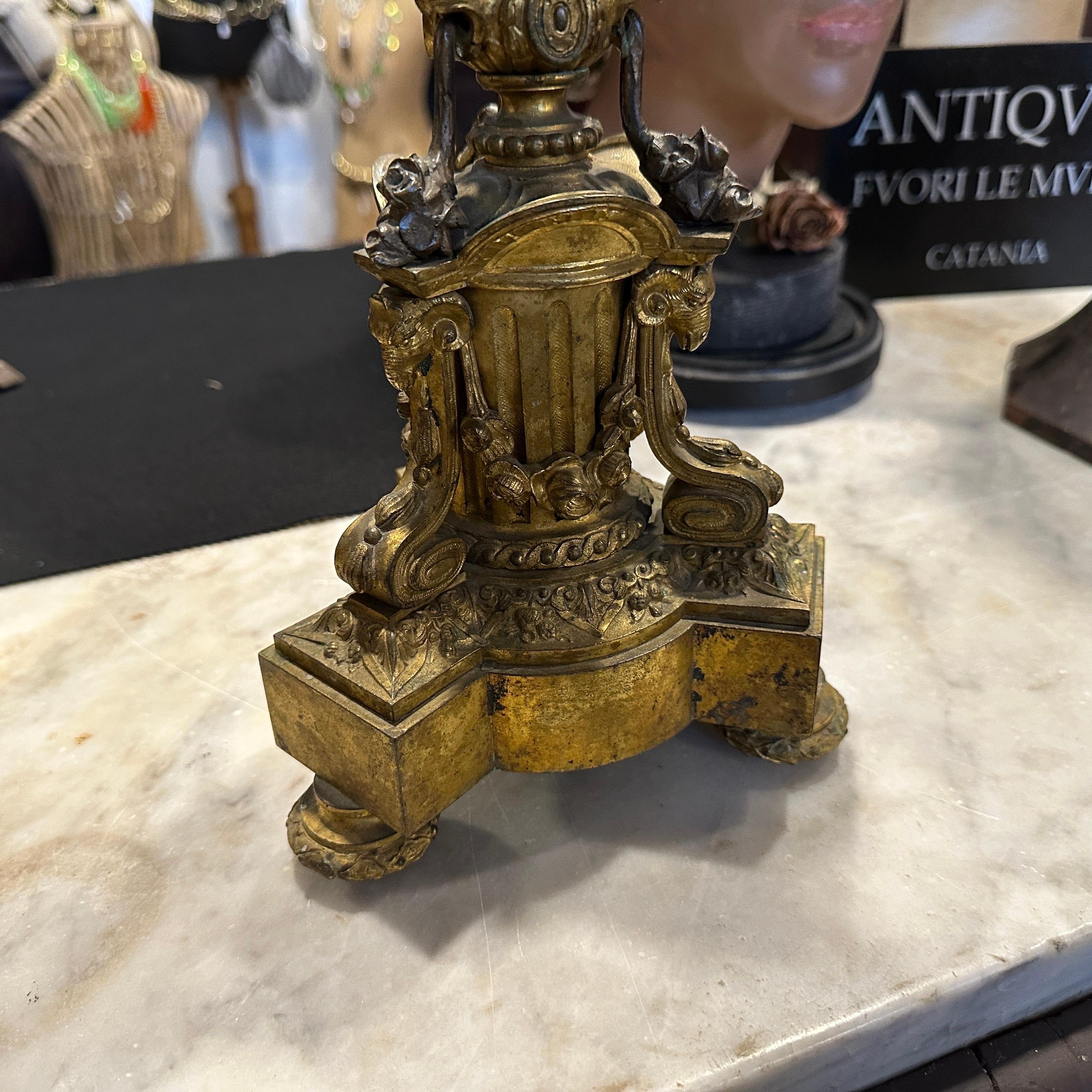 A Pair of Second Empire Gilded Bronze Italian Candelabras For Sale 8
