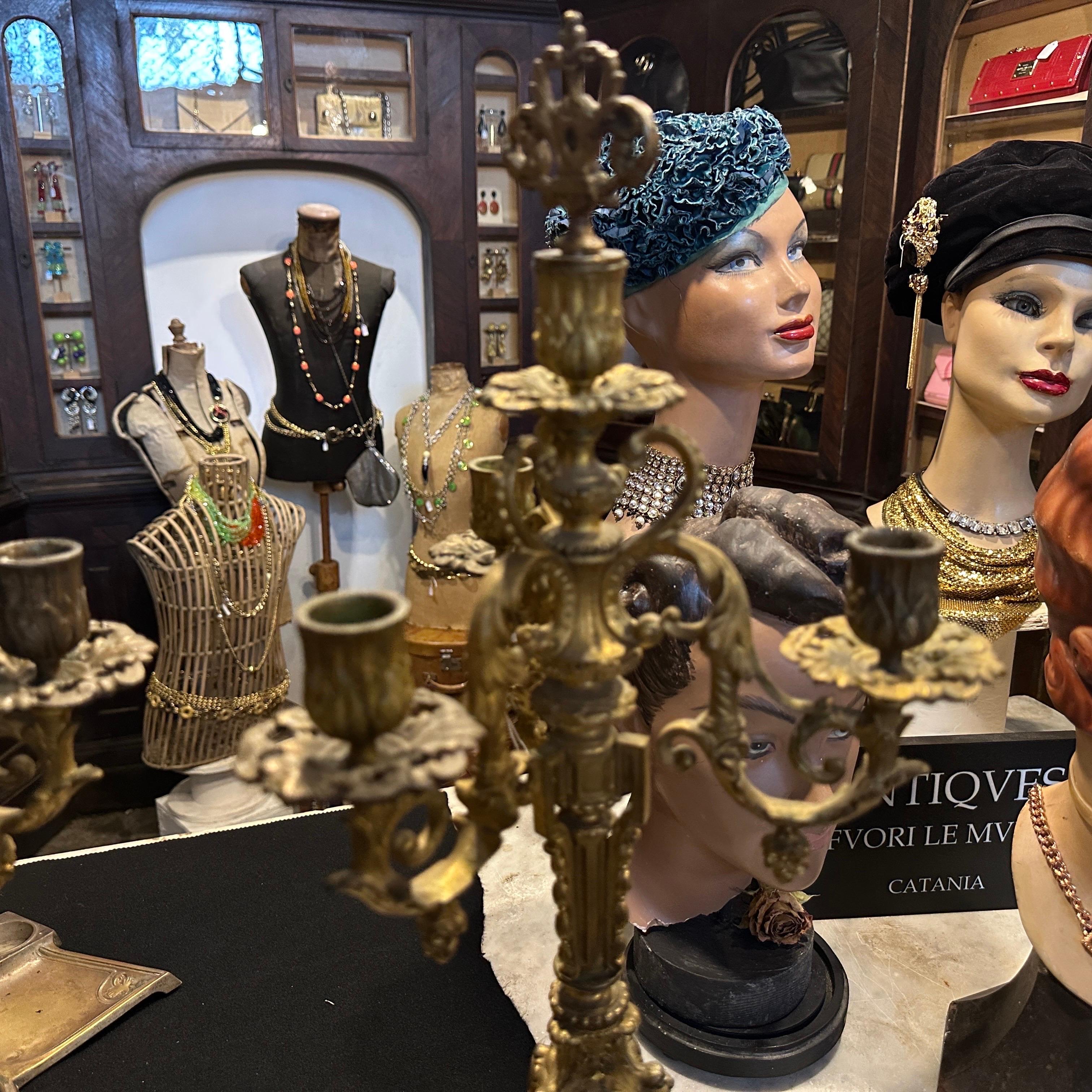 A Pair of Second Empire Gilded Bronze Italian Candelabras For Sale 14