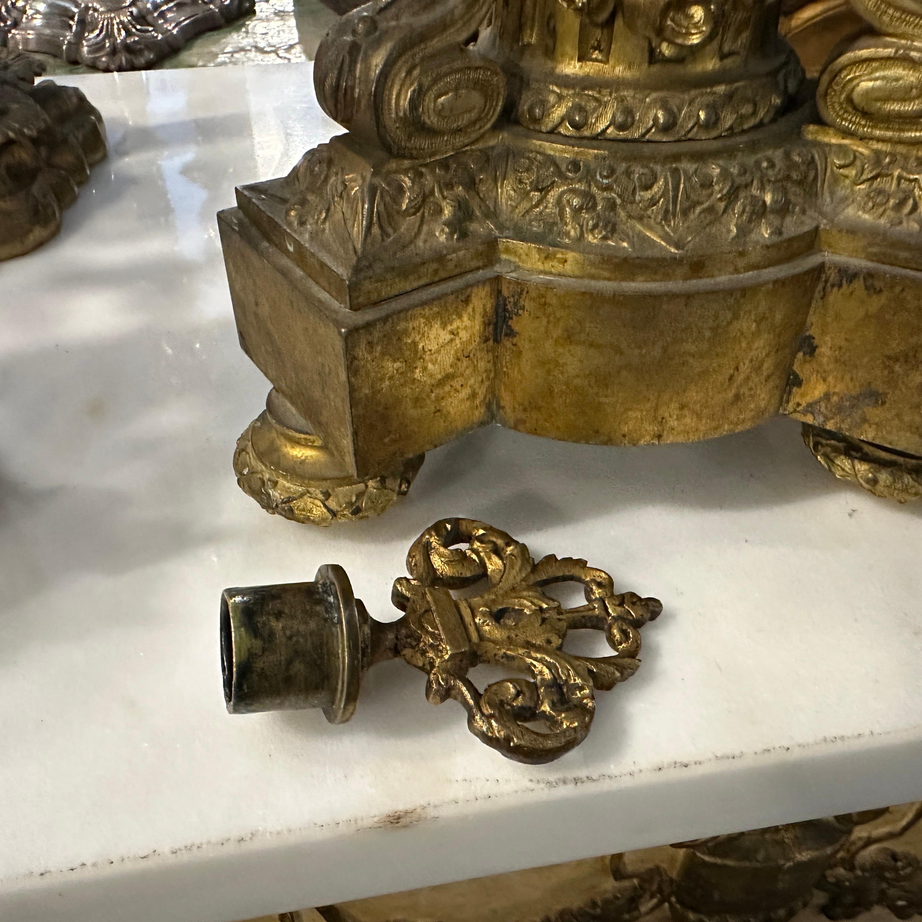 19th Century A Pair of Second Empire Gilded Bronze Italian Candelabras For Sale