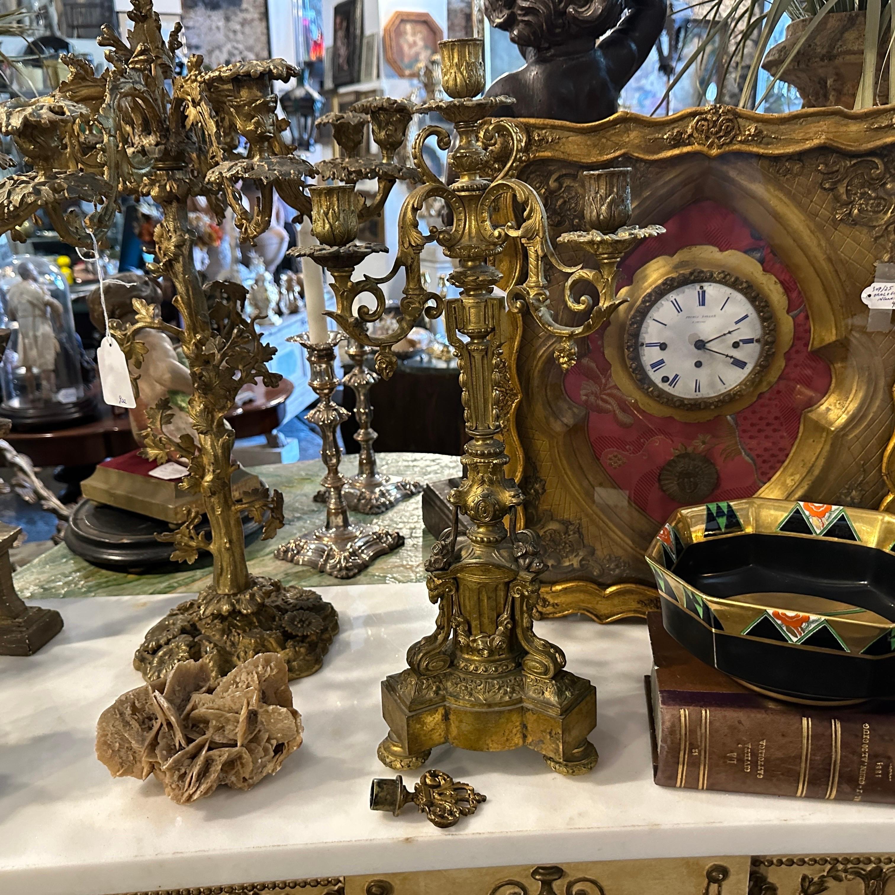 A Pair of Second Empire Gilded Bronze Italian Candelabras For Sale 2