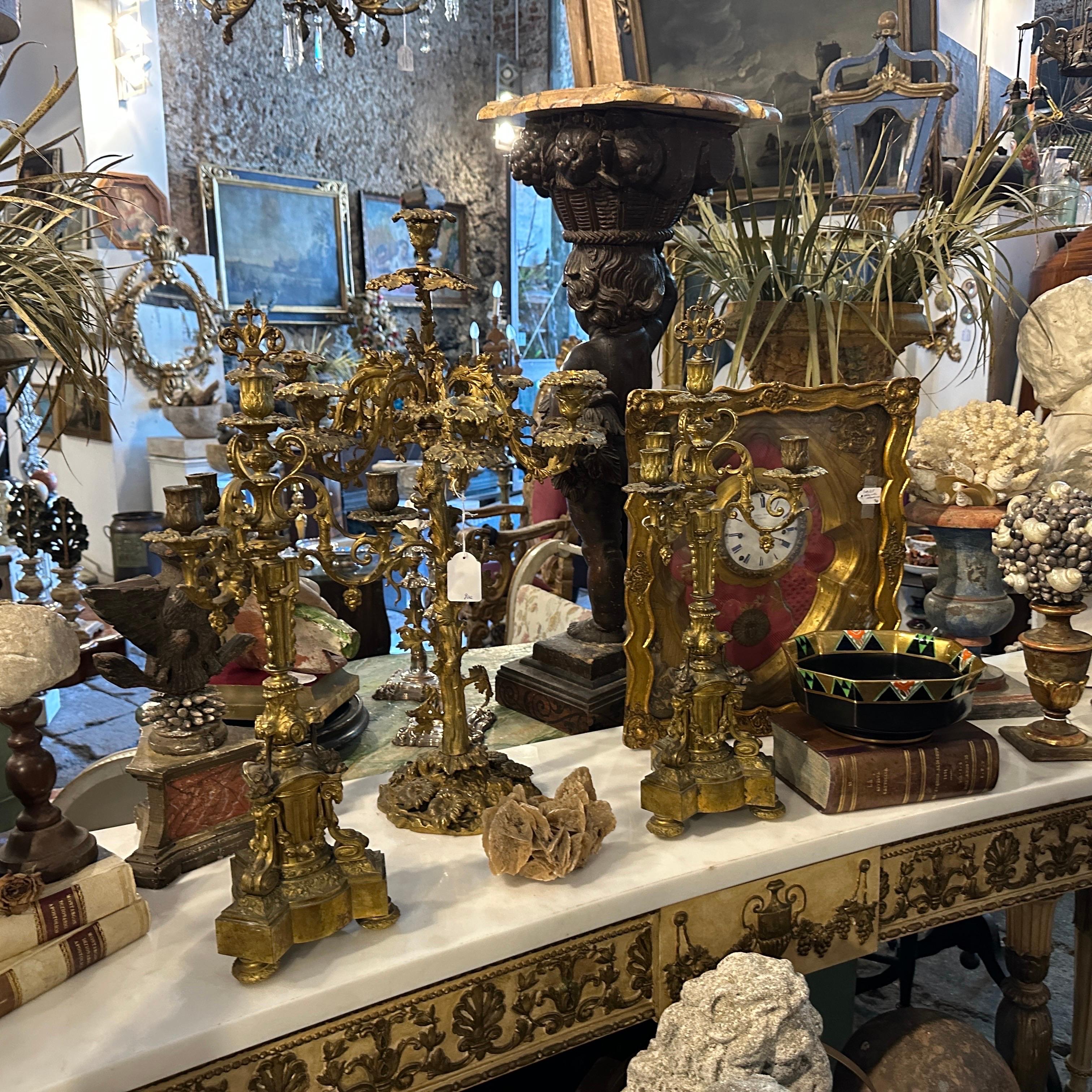 A Pair of Second Empire Gilded Bronze Italian Candelabras For Sale 3