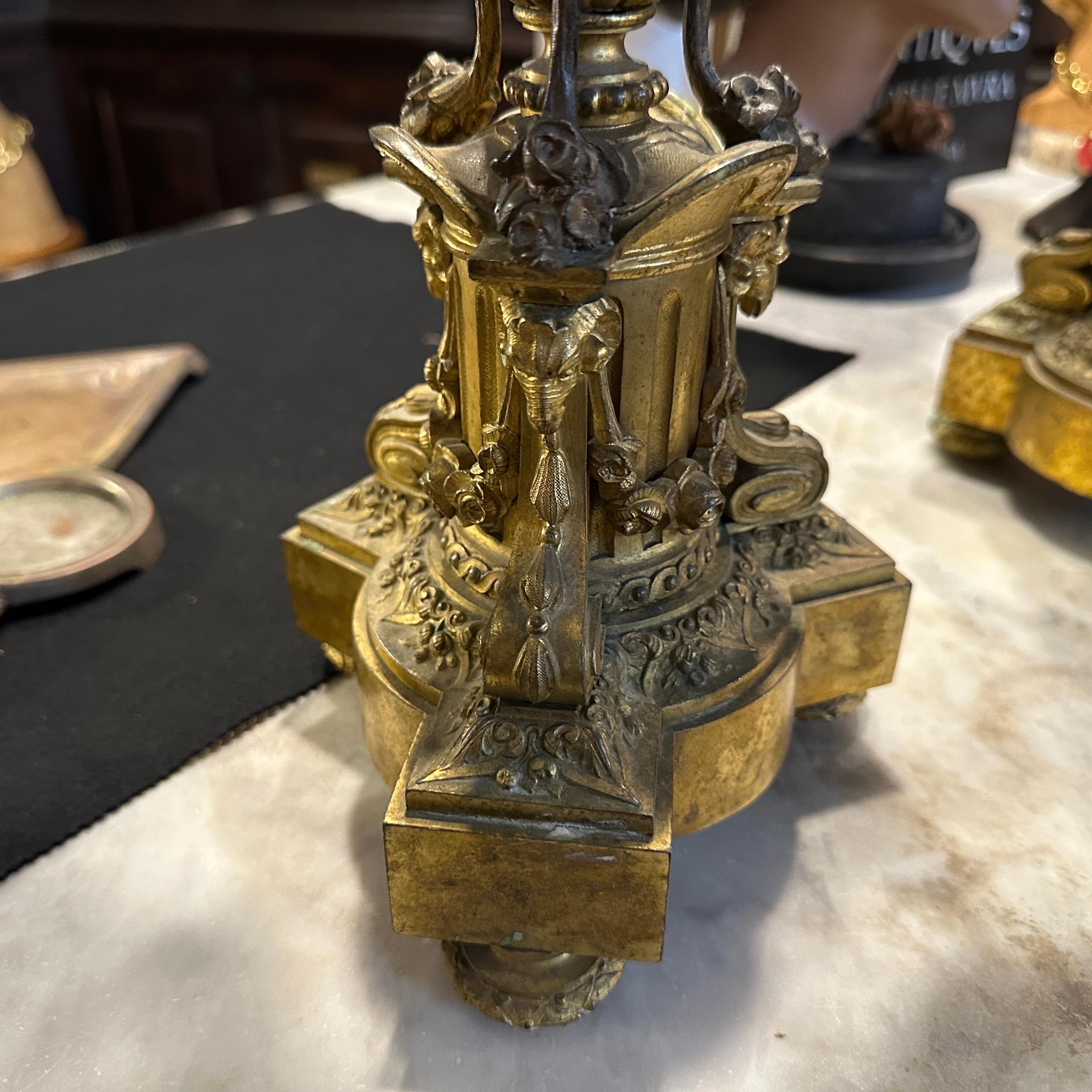 A Pair of Second Empire Gilded Bronze Italian Candelabras For Sale 4