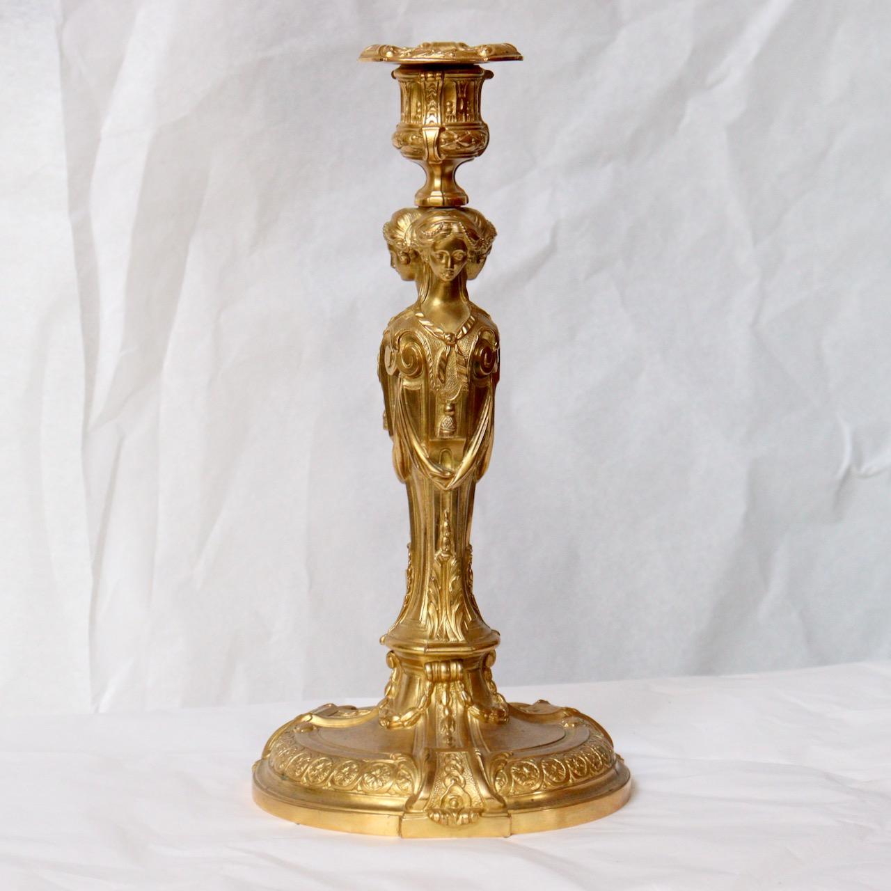 A Pair of Second Half 19th Century French Ormolu Louis XVI Style Candlesticks  1