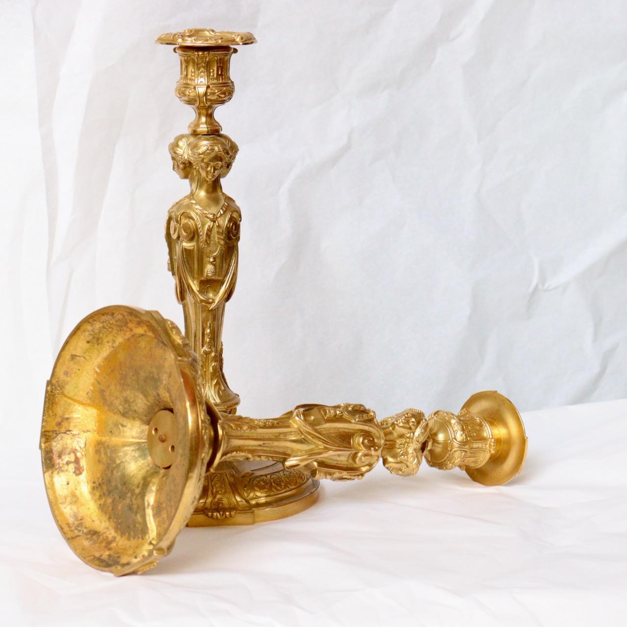 A Pair of Second Half 19th Century French Ormolu Louis XVI Style Candlesticks  2