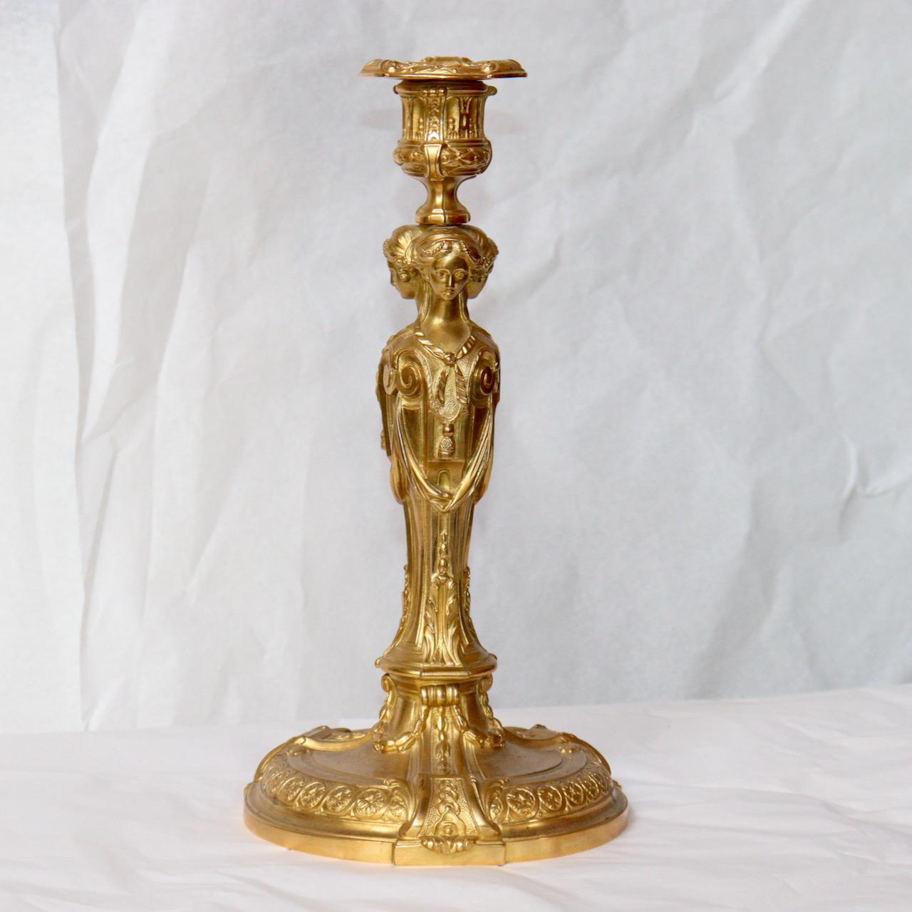A Pair of Second Half 19th Century French Ormolu Louis XVI Style Candlesticks  3