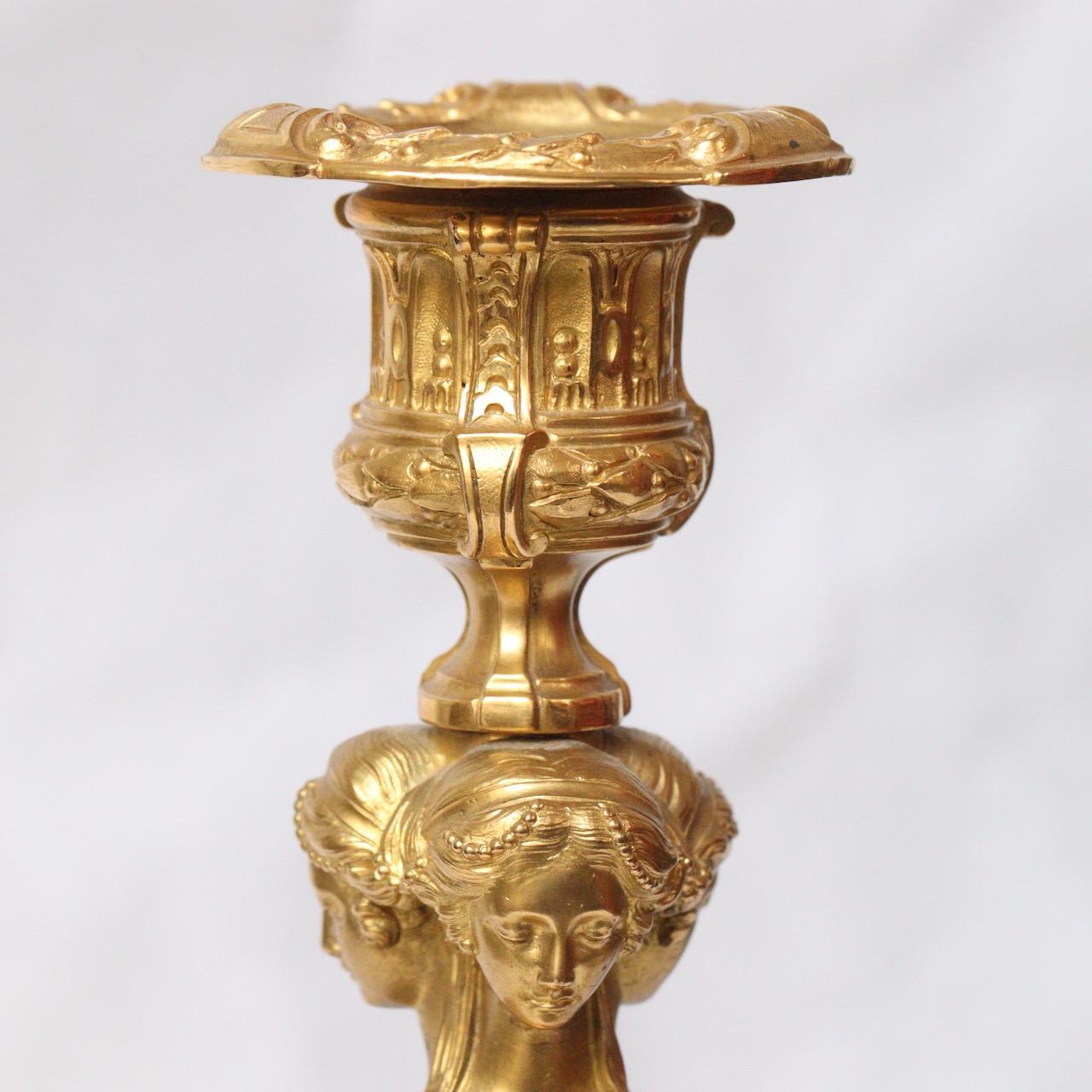A Pair of Second Half 19th Century French Ormolu Louis XVI Style Candlesticks  4