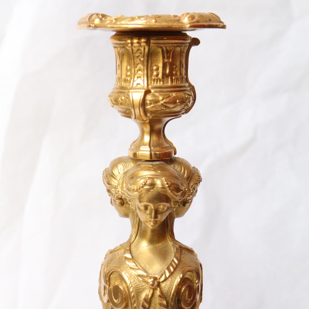 A Pair of Second Half 19th Century French Ormolu Louis XVI Style Candlesticks  5