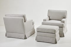 Pair of Seniah Chairs with an Ottoman by Billy Haines Inc