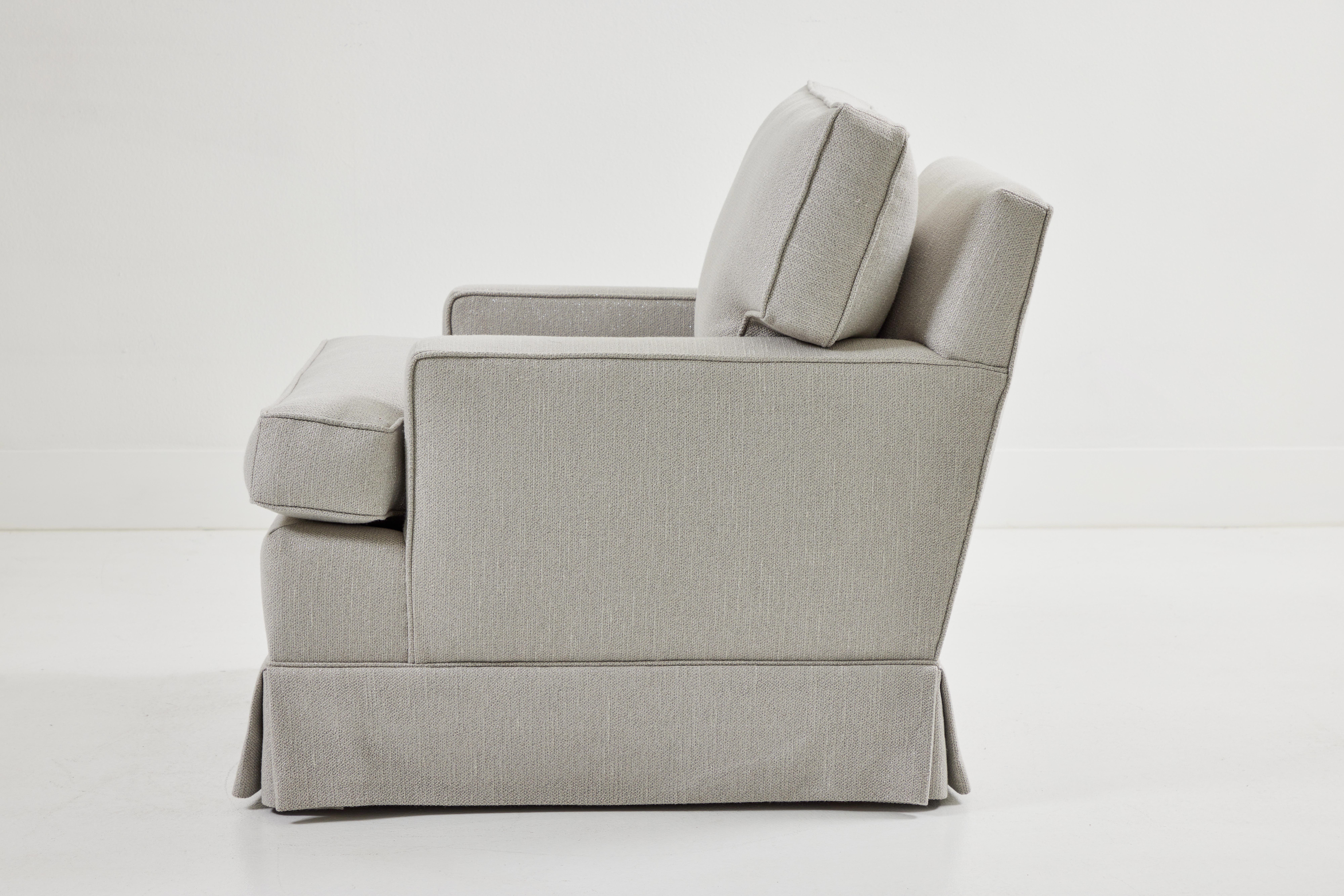 Mid-20th Century Pair of Seniah Chairs with an Ottoman by Billy Haines Inc