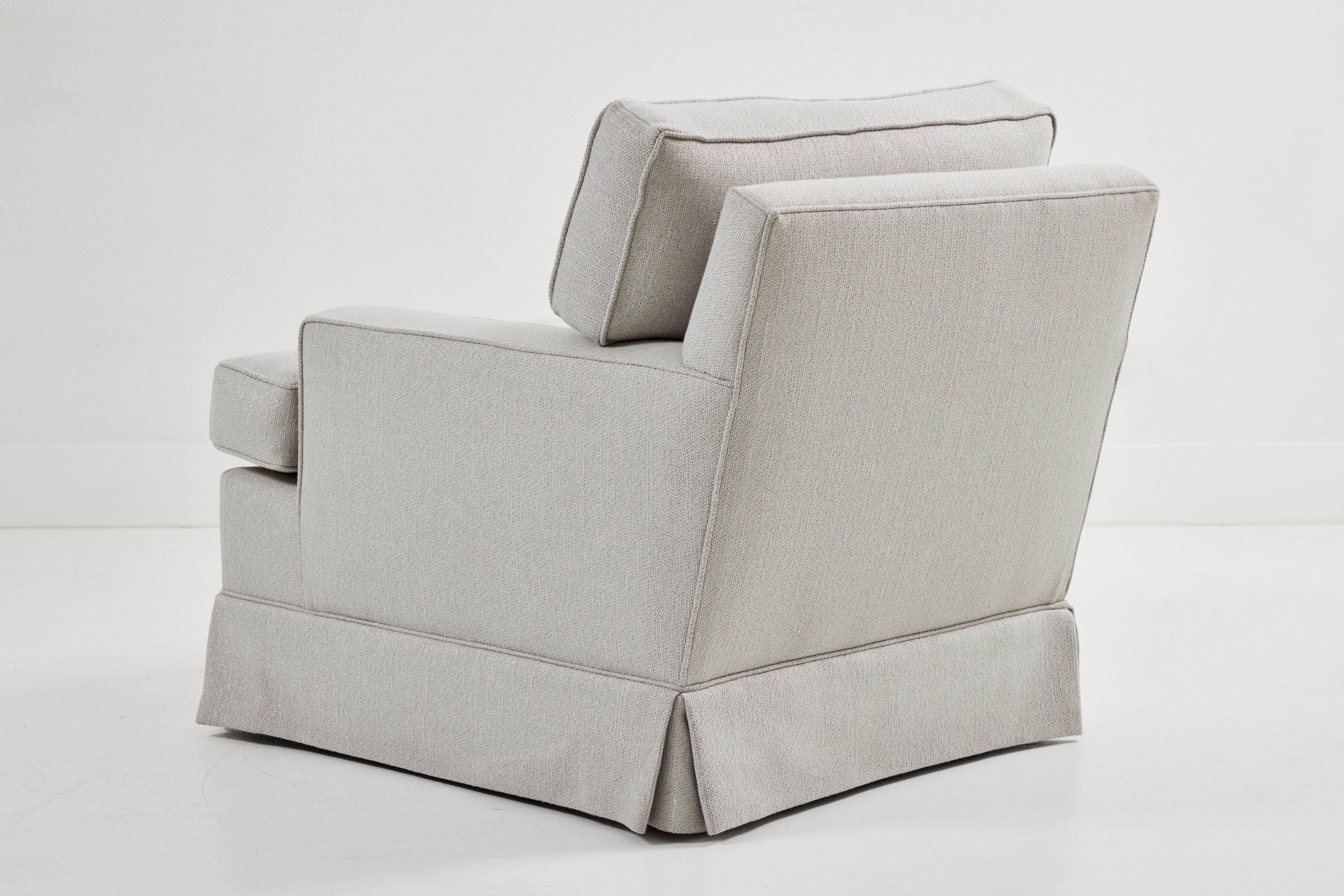 Fabric Pair of Seniah Chairs with an Ottoman by Billy Haines Inc