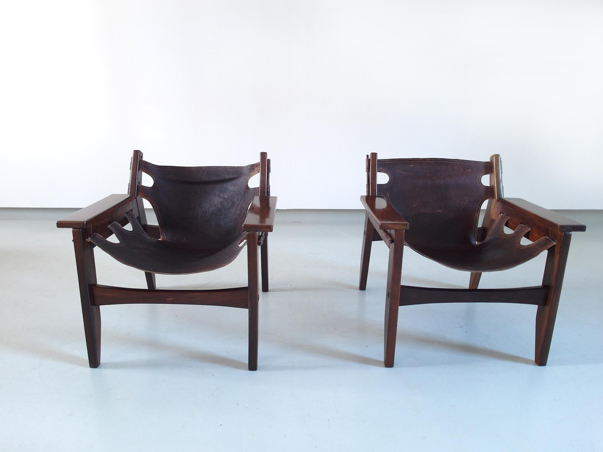 Mid-Century Modern Pair of Sergio Rodrigues Kilin Lounge Chairs for Oca, Brazil, 1973 For Sale