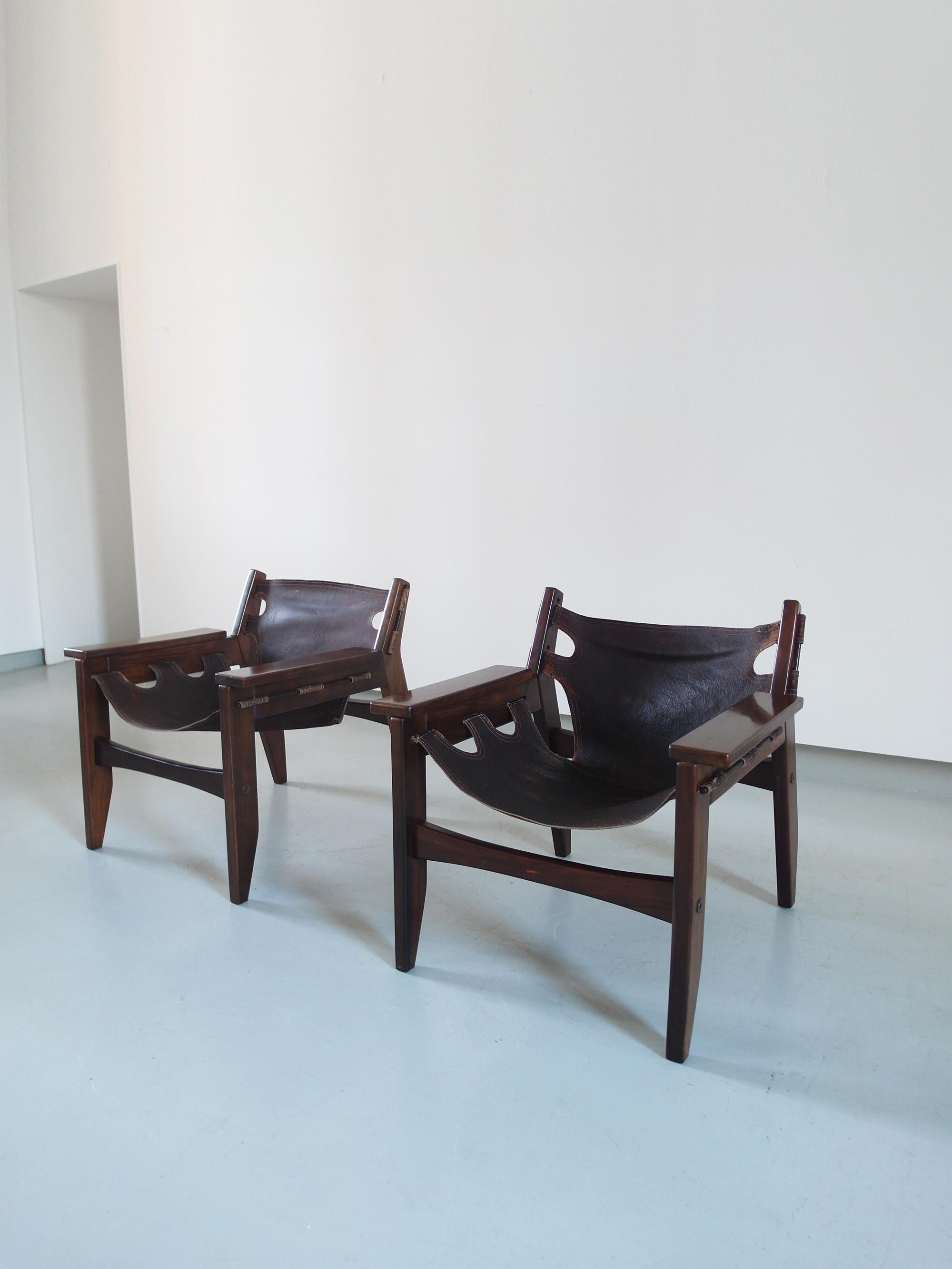 Pair of Sergio Rodrigues Kilin Lounge Chairs for Oca, Brazil, 1973 In Good Condition For Sale In Woudrichem, NL