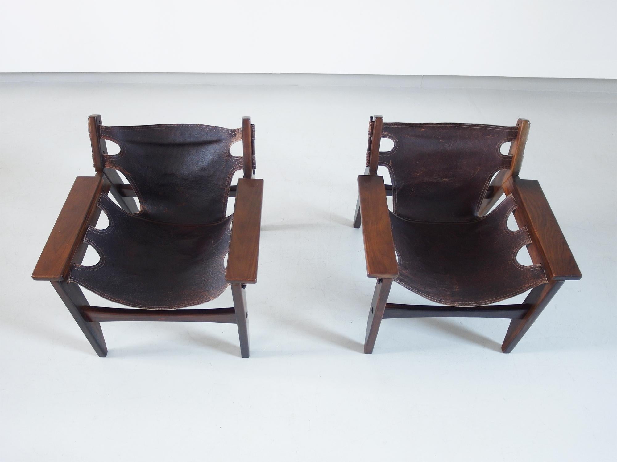 Late 20th Century Pair of Sergio Rodrigues Kilin Lounge Chairs for Oca, Brazil, 1973 For Sale