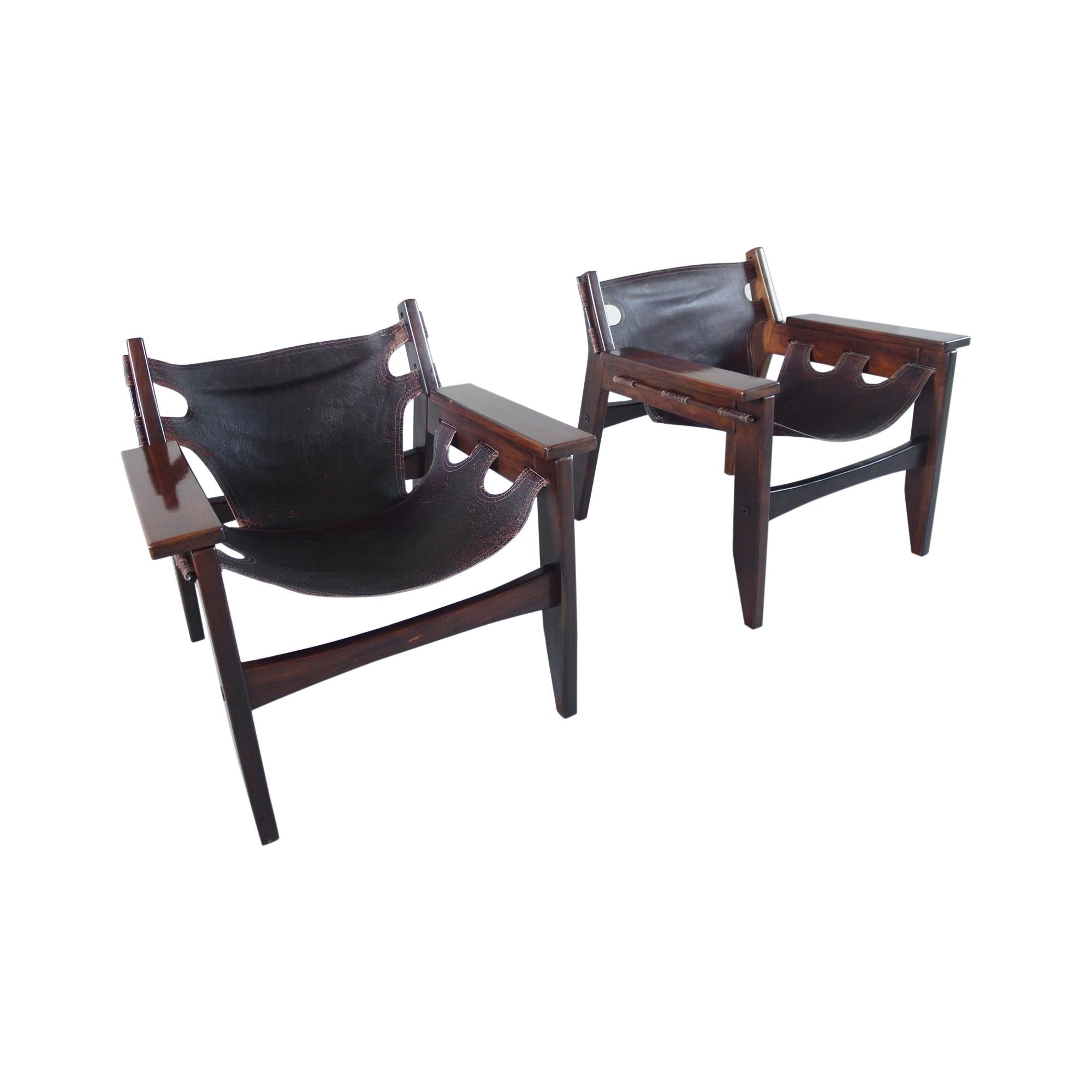 Pair of Sergio Rodrigues Kilin Lounge Chairs for Oca, Brazil, 1973 For Sale