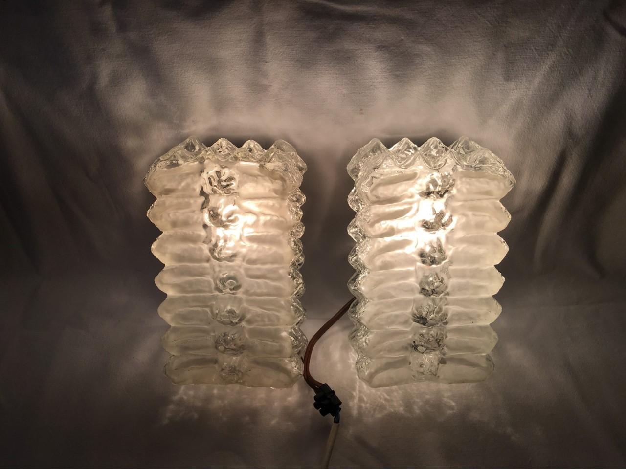 Mid-20th Century Pair of Serrated Glass Sconces from 1960s, Germany For Sale