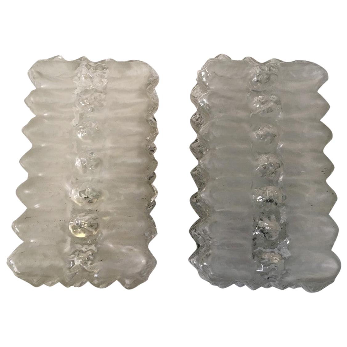 Pair of Serrated Glass Sconces from 1960s, Germany For Sale
