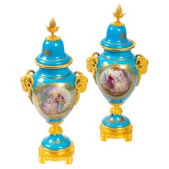 Pair of Sèvres Porcelain and Bronze Vases