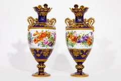 A Pair Of Sevres Porcelain Cobalt-Blue Ground Vases Adélaïde, 2eme Grandeur
