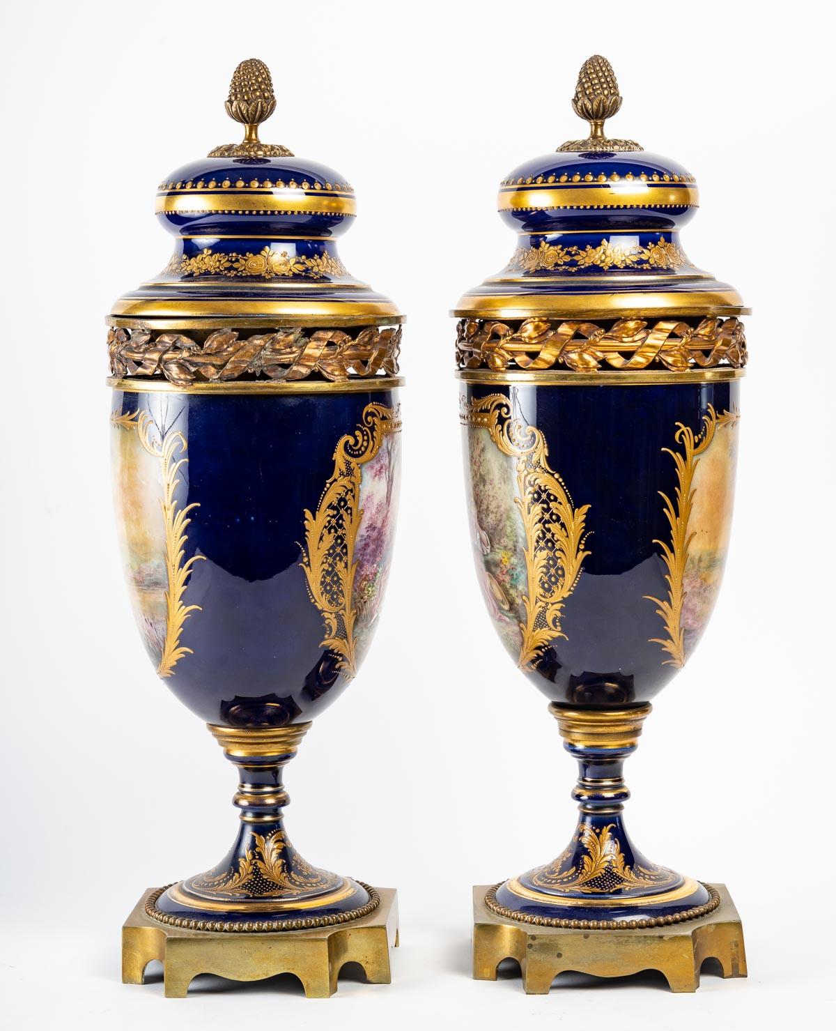 19th Century Pair of Sèvres Porcelain Covered Vases