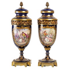 Pair of Sèvres Porcelain Covered Vases