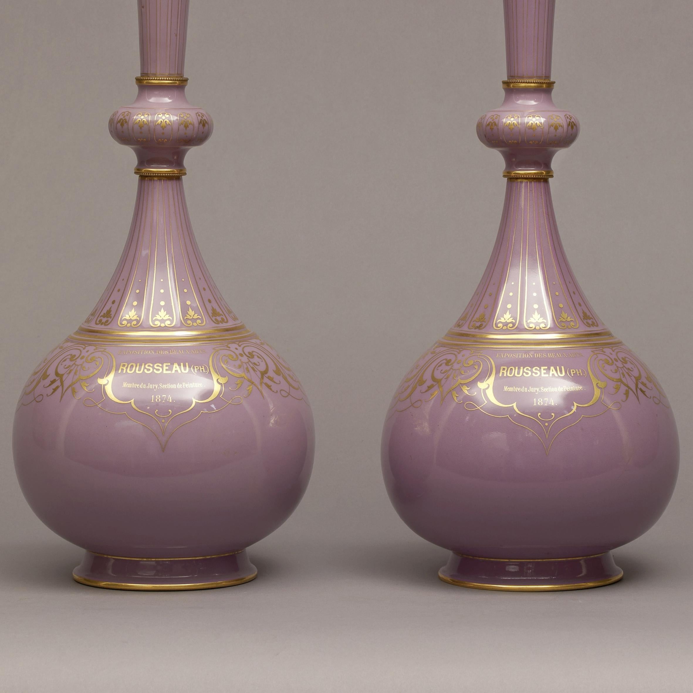 French A Pair of Sèvres Porcelain Presentation Vases, Designed by Albert-Ernest Carrier For Sale