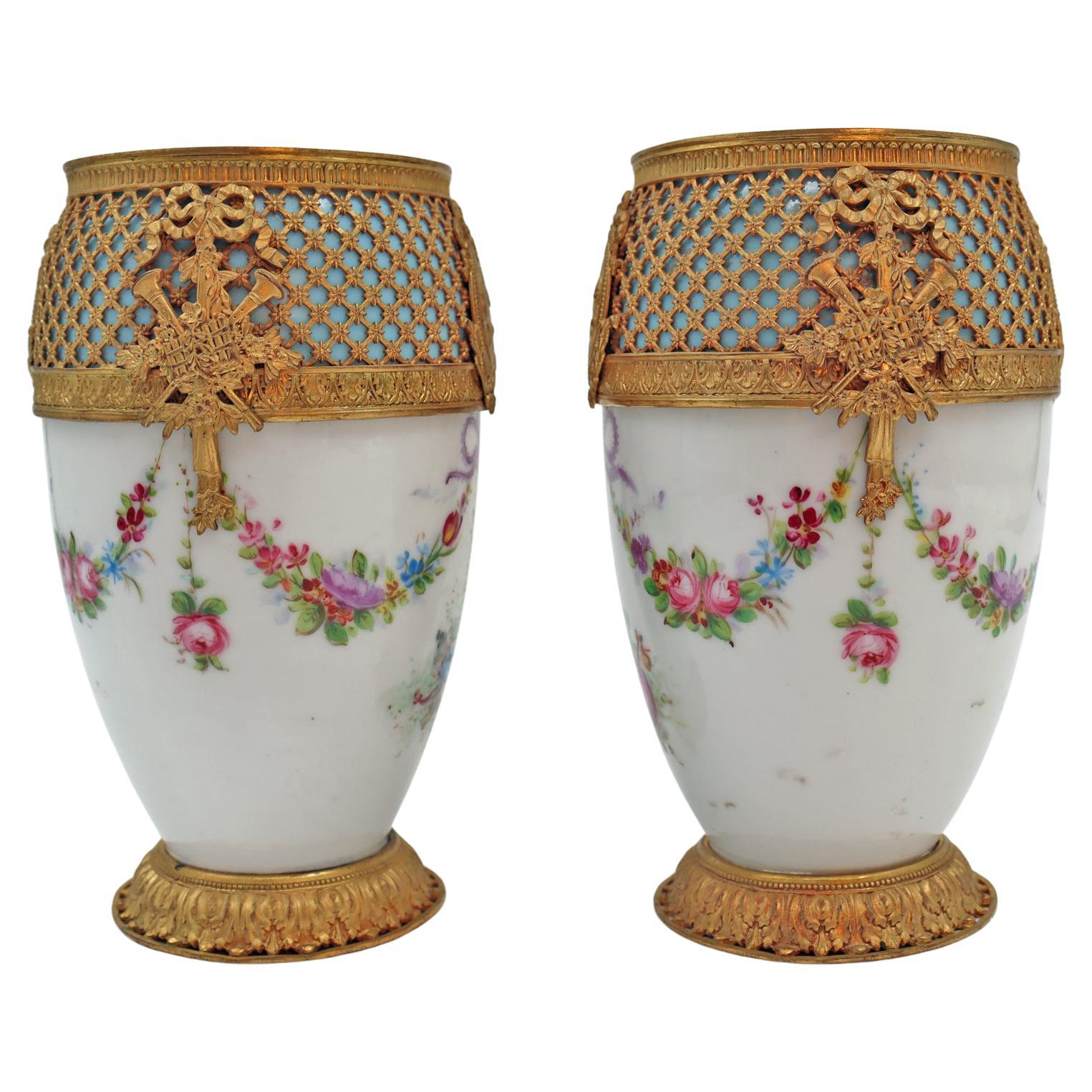 Pair of Sèvres Porcelain Vases, 19th Century