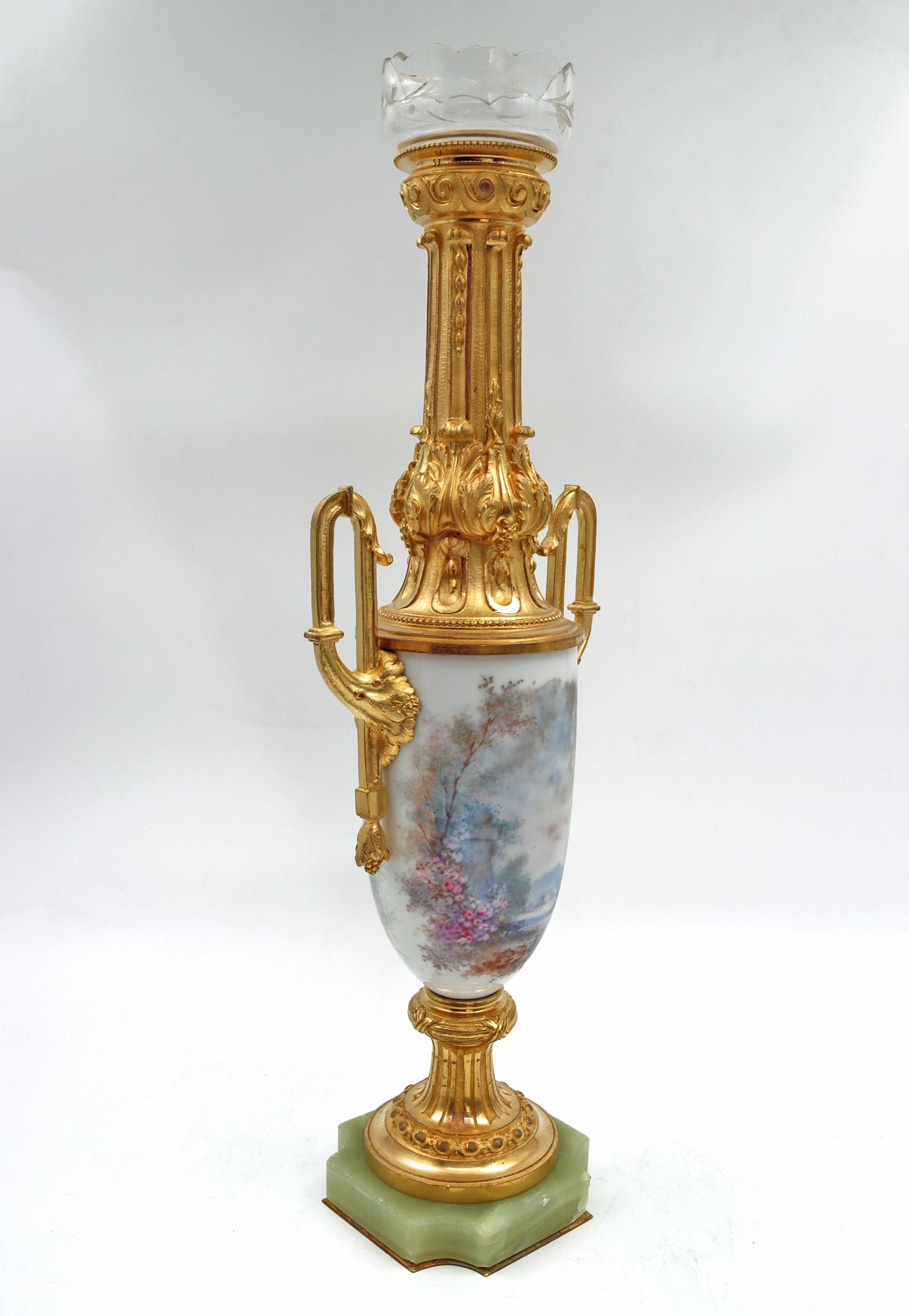 Bronze Pair of Sèvres Porcelain Vases, 19th Century