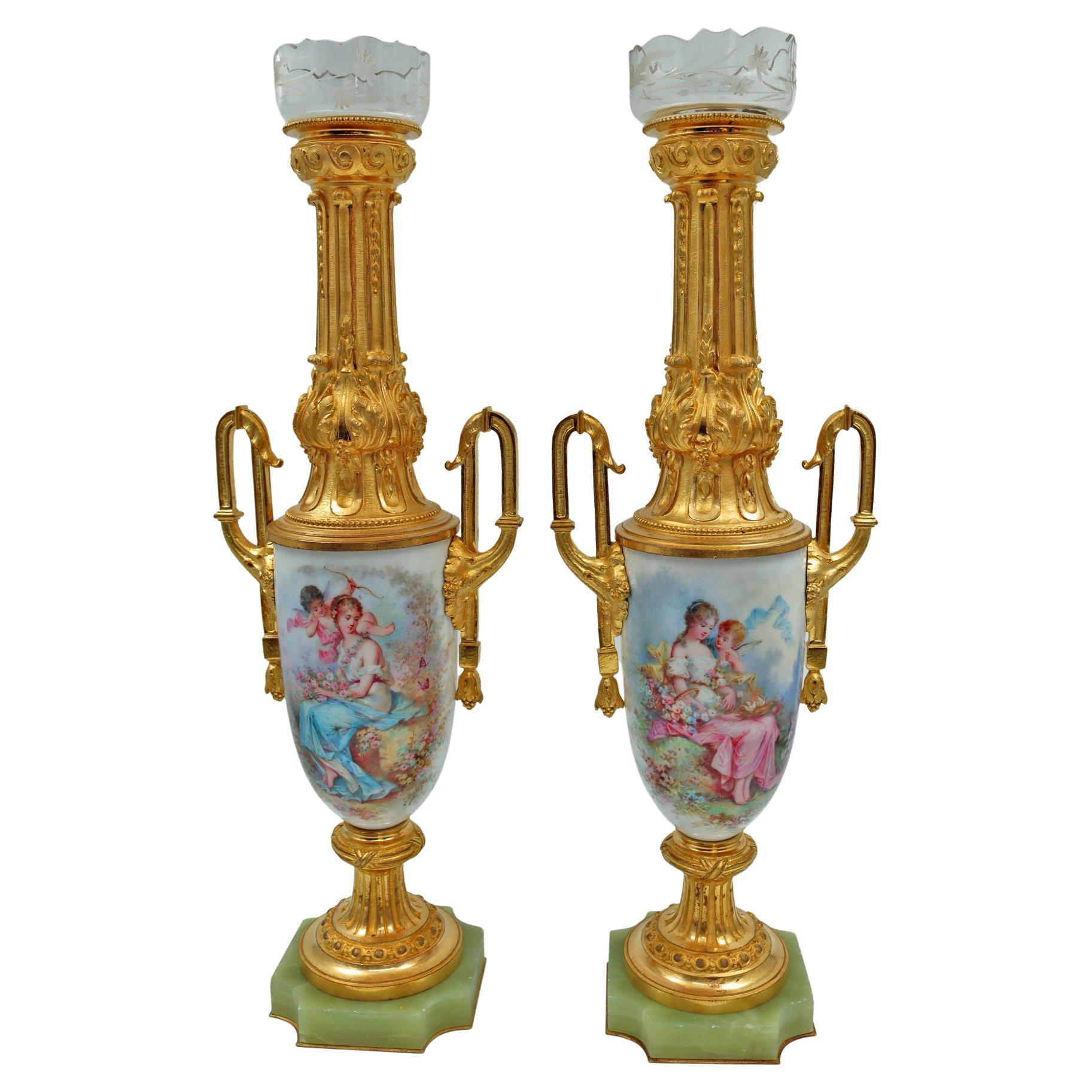 Pair of Sèvres Porcelain Vases, 19th Century
