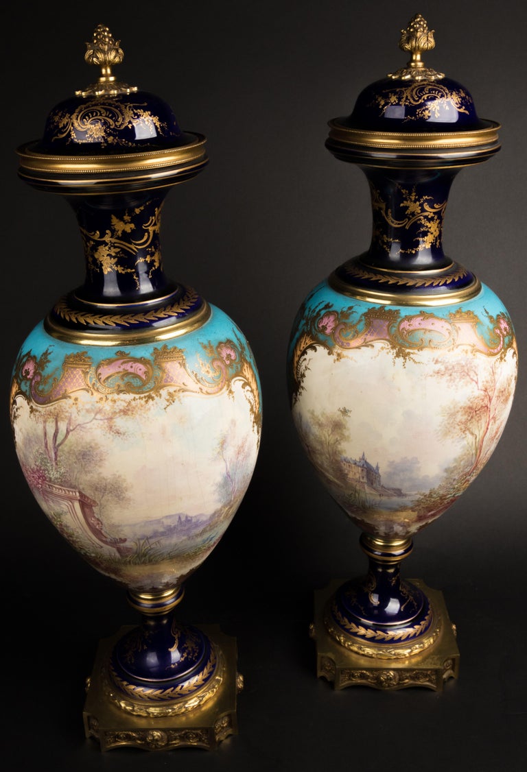 A pair of Sèvres Porcelain Vases For Sale at 1stDibs