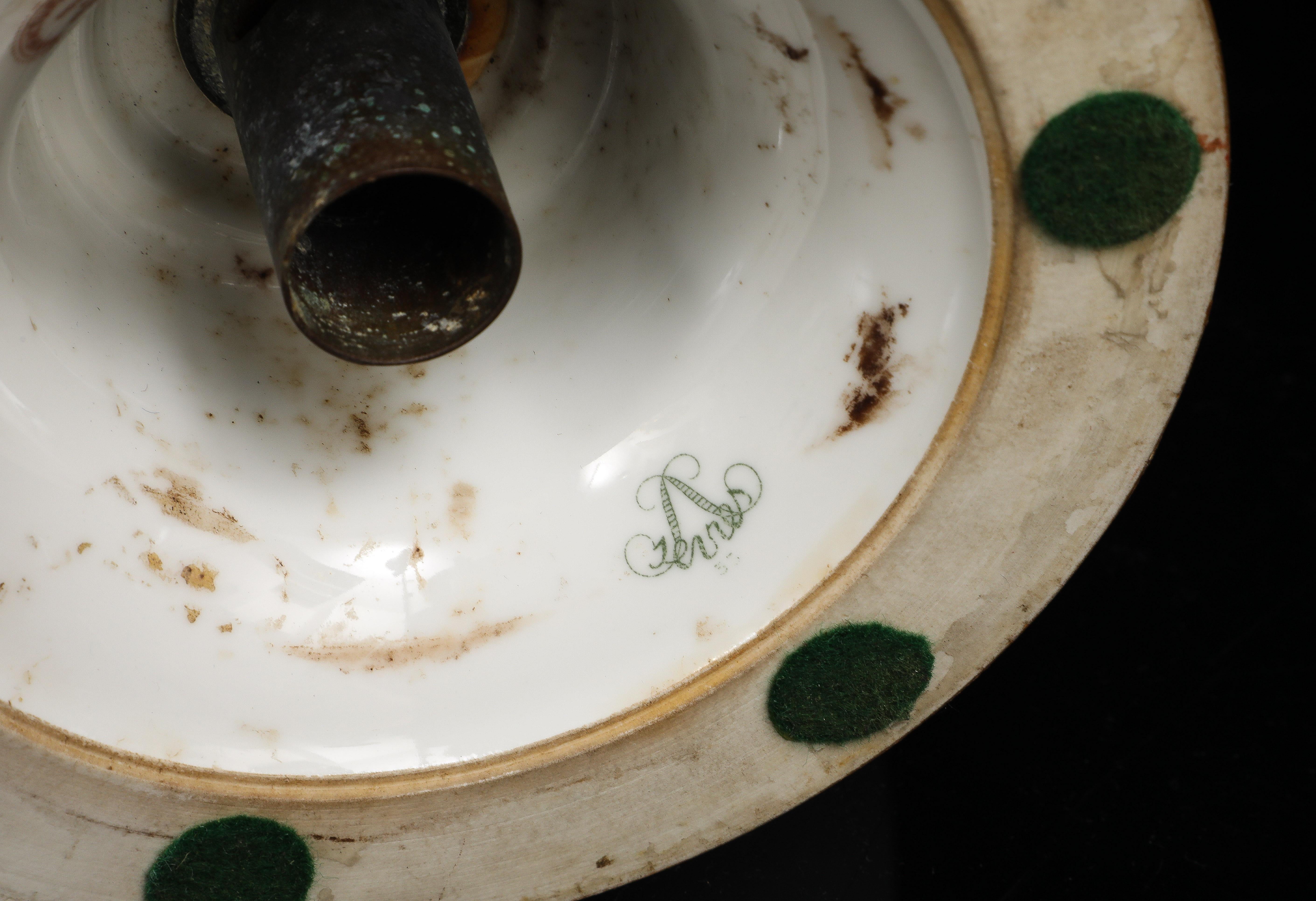 A Pair of Sevres Porcelain White Ground & 24K Gold vases w Lion Head Handles in vendita 9