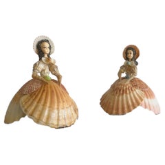 A pair of SHABBY-CHIC NEOCLASSICAL Princess Shell SCULPTURES France 1970