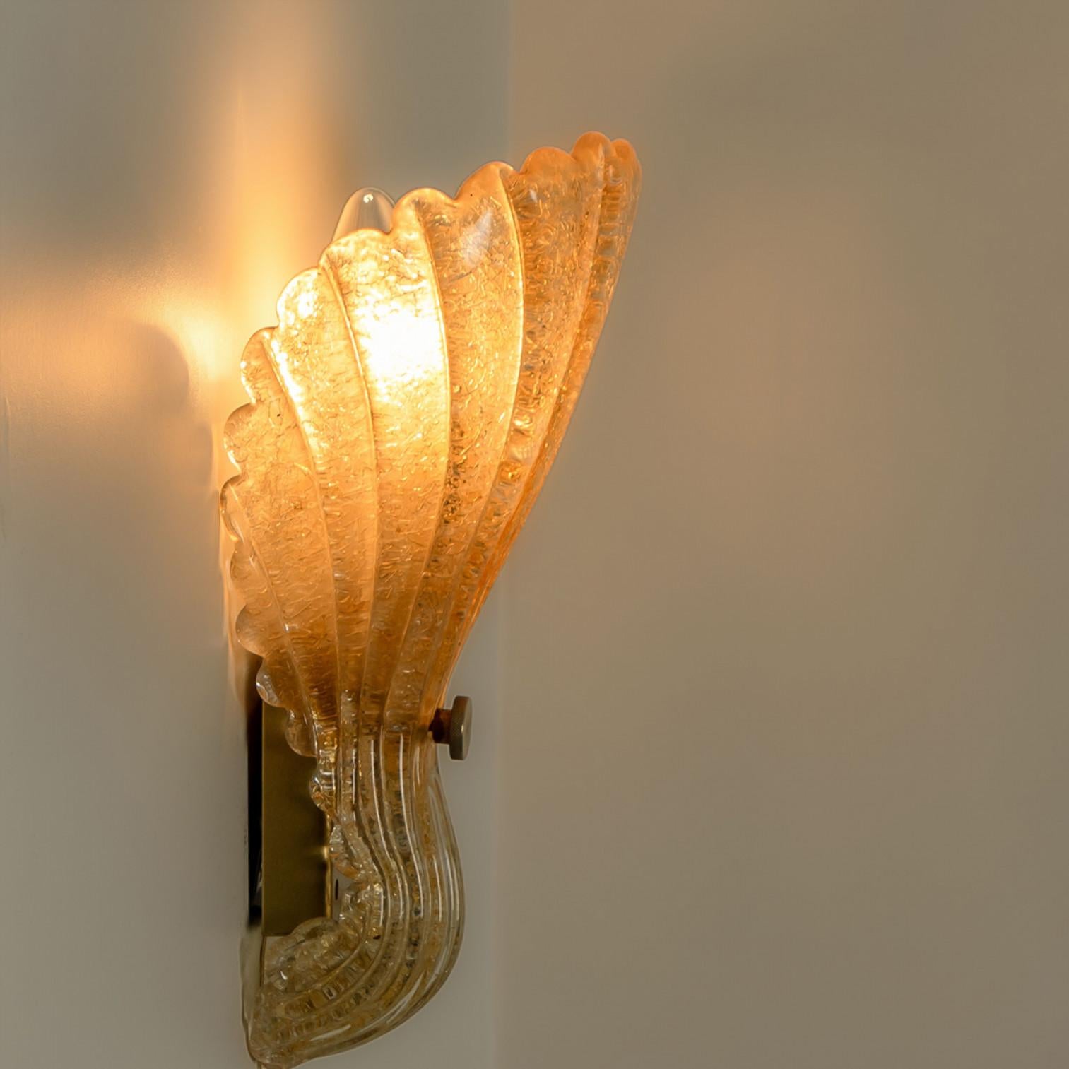 A pair of Shell Wall Lights Murano Glass Barovier & Toso, Italy, 1969 For Sale 5