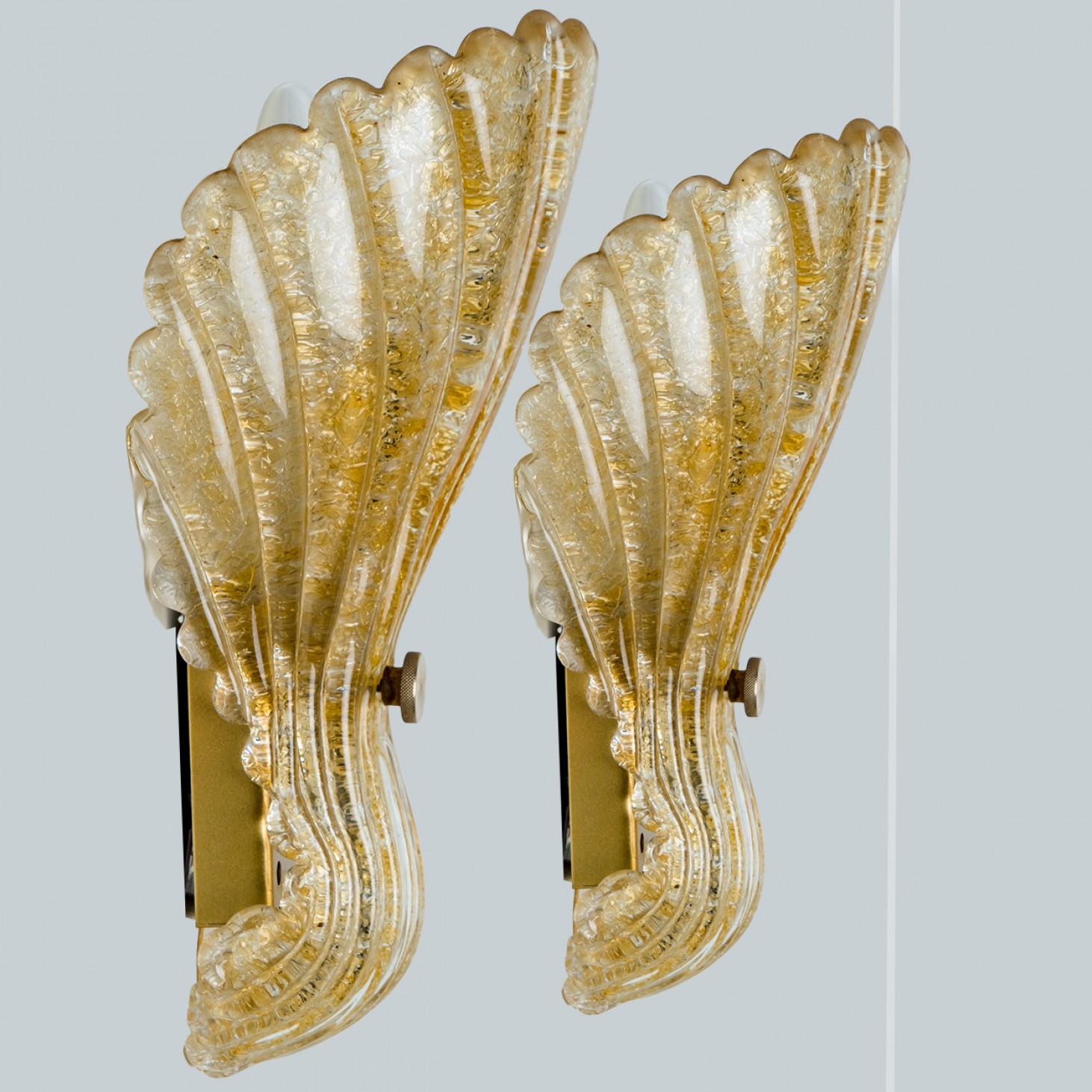 A pair of Shell Wall Lights Murano Glass Barovier & Toso, Italy, 1969 For Sale 1