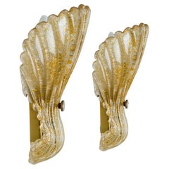 Vintage A pair of Shell Wall Lights Murano Glass Barovier & Toso, Italy, 1969