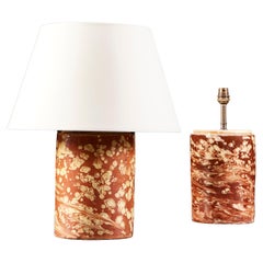 Pair of Sicilian Pharmacy Jars with Marbleised Glaze as Lamps