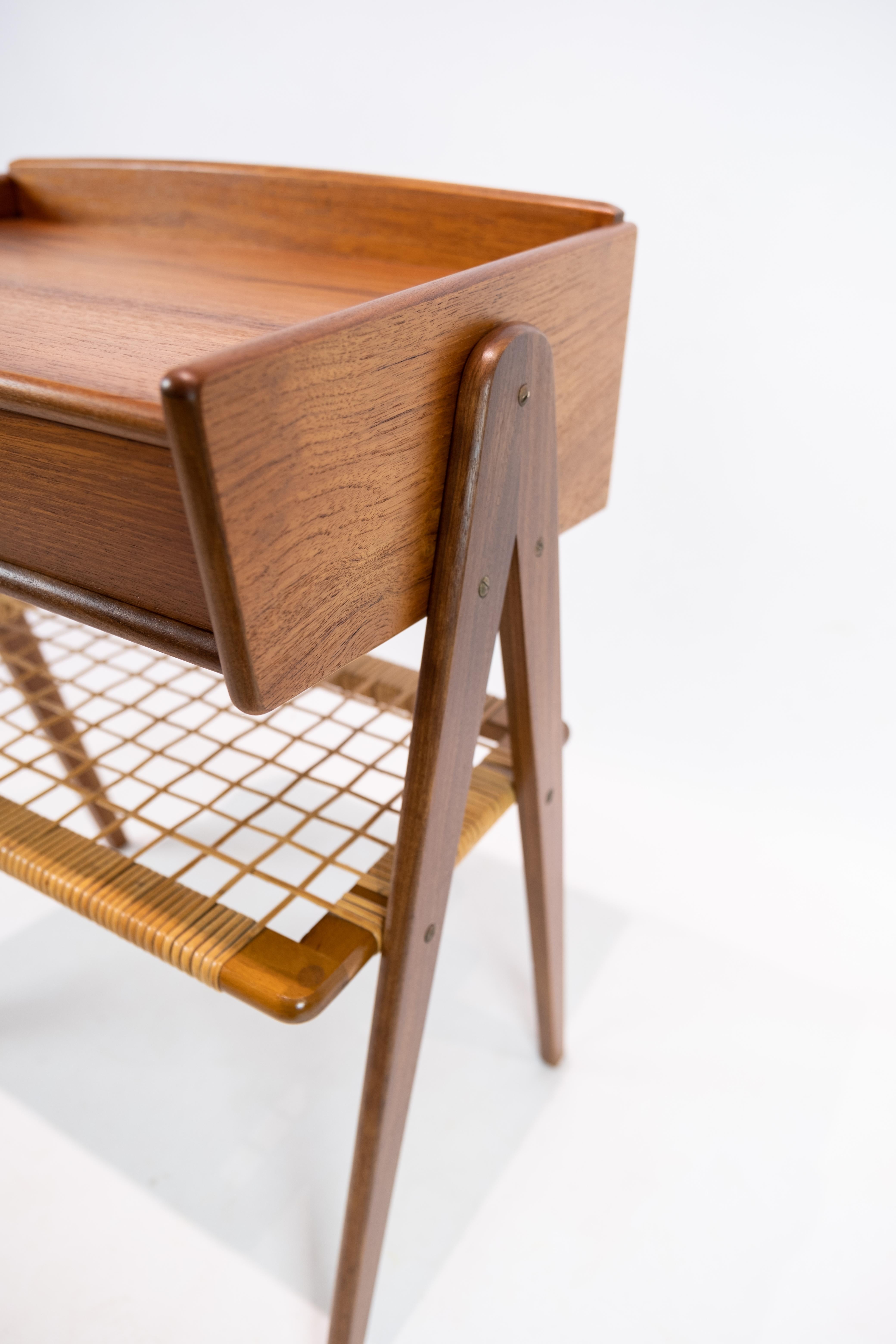 Pair of Side Tables in Teak with Paper Cord Shelf of Danish Design, 1960s In Good Condition In Lejre, DK