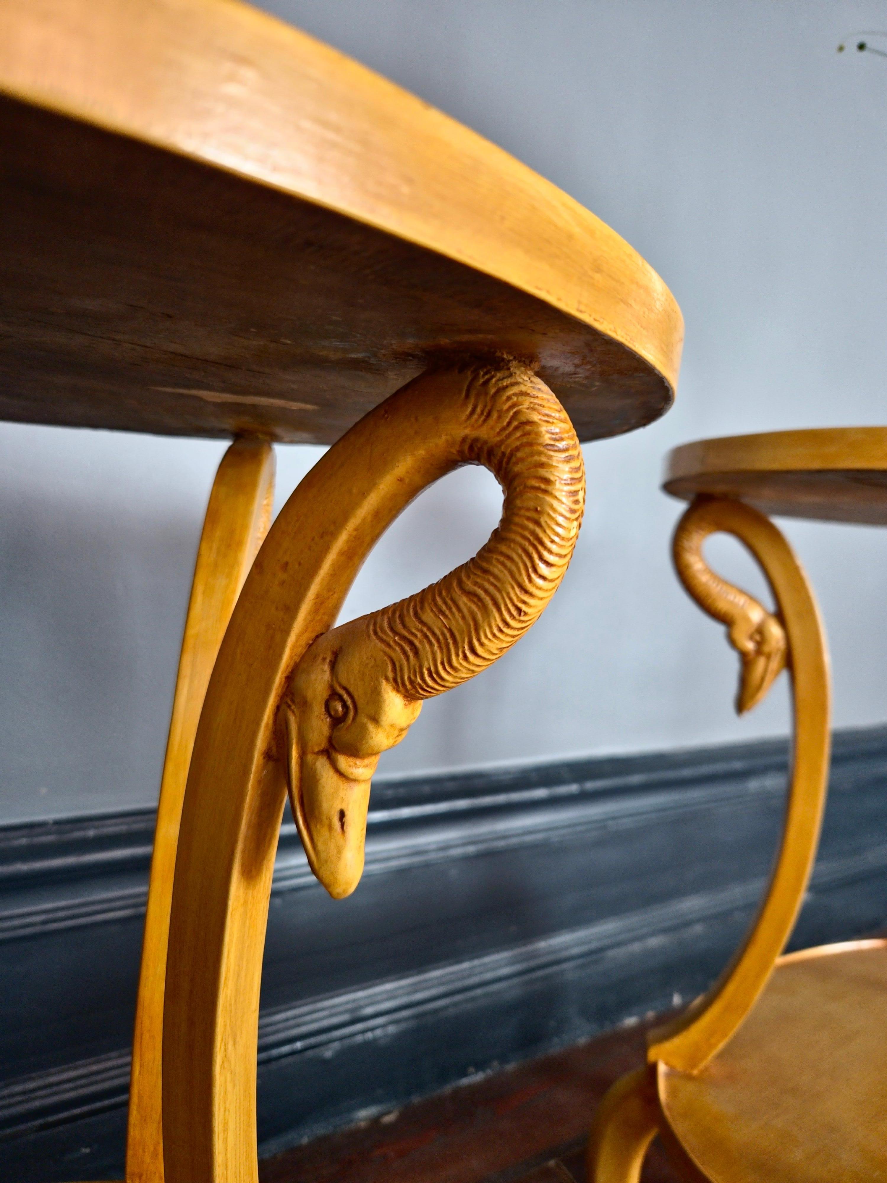 A pair of sidetables with decor of swans. Empire Style, Italy mid-1900s For Sale 2