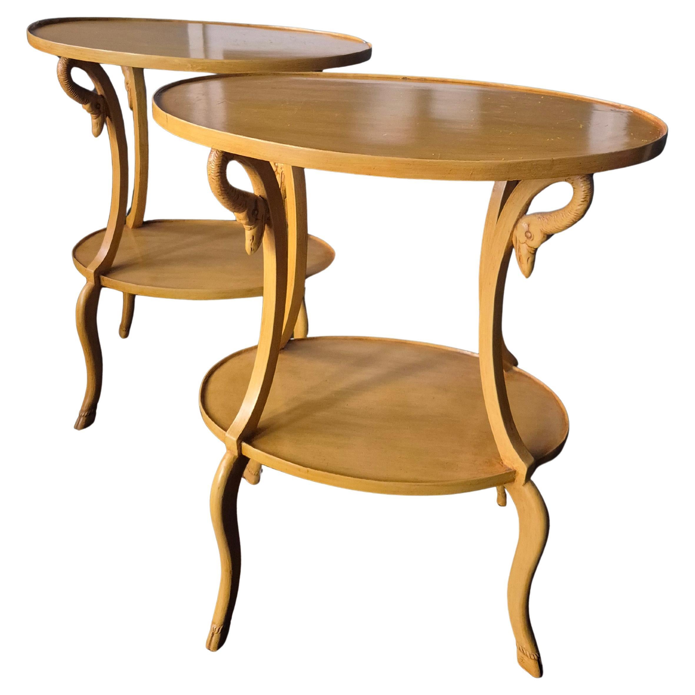 A pair of sidetables with decor of swans. Empire Style, Italy mid-1900s For Sale