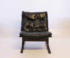 Pair of Siesta Easy Chairs of Black Leather by Ingmar Relling, 1960s