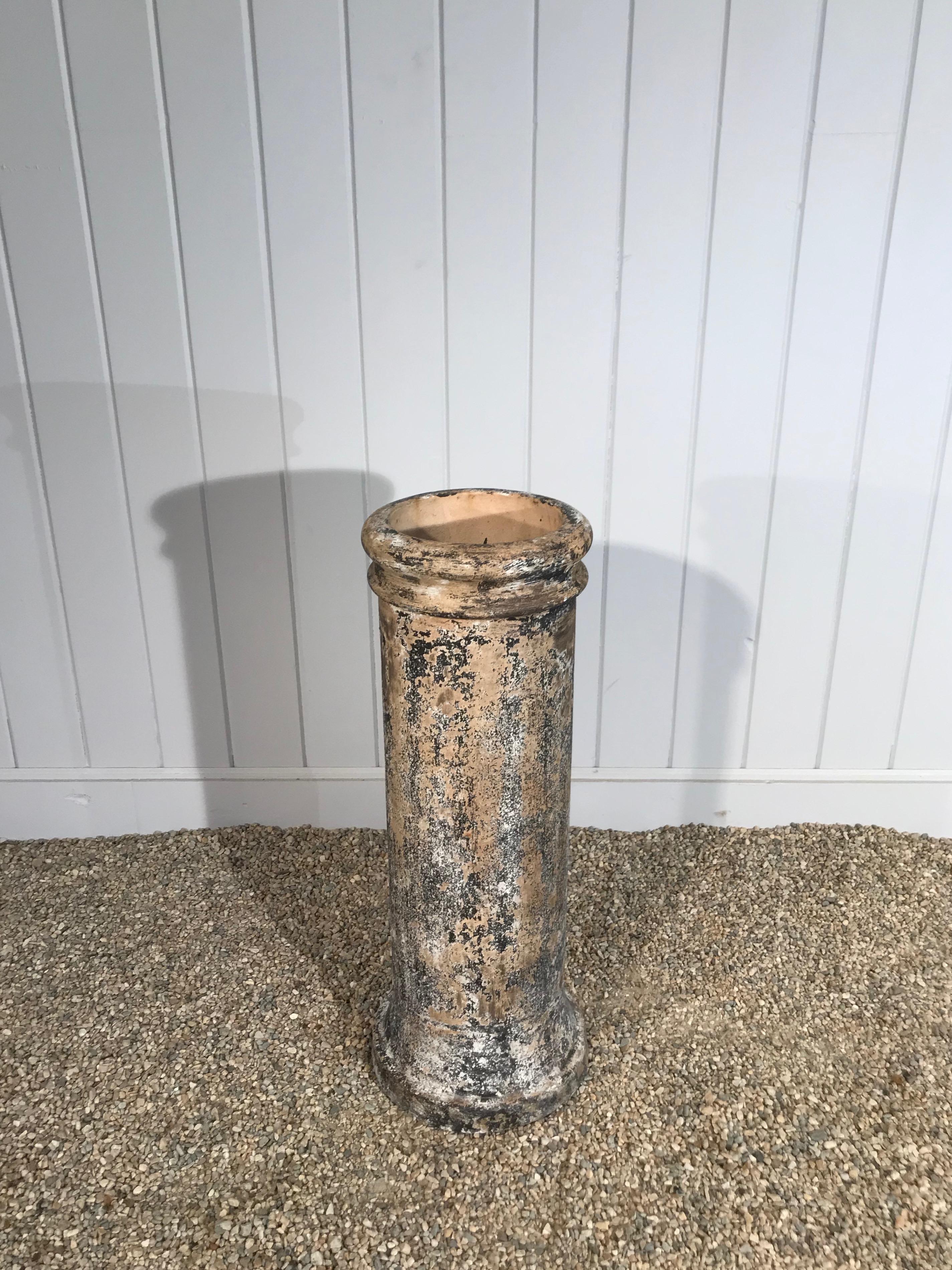 Pair of Signed Hand Painted Biscuit Terracotta Chimney Pots/Planters/Pedestals 2